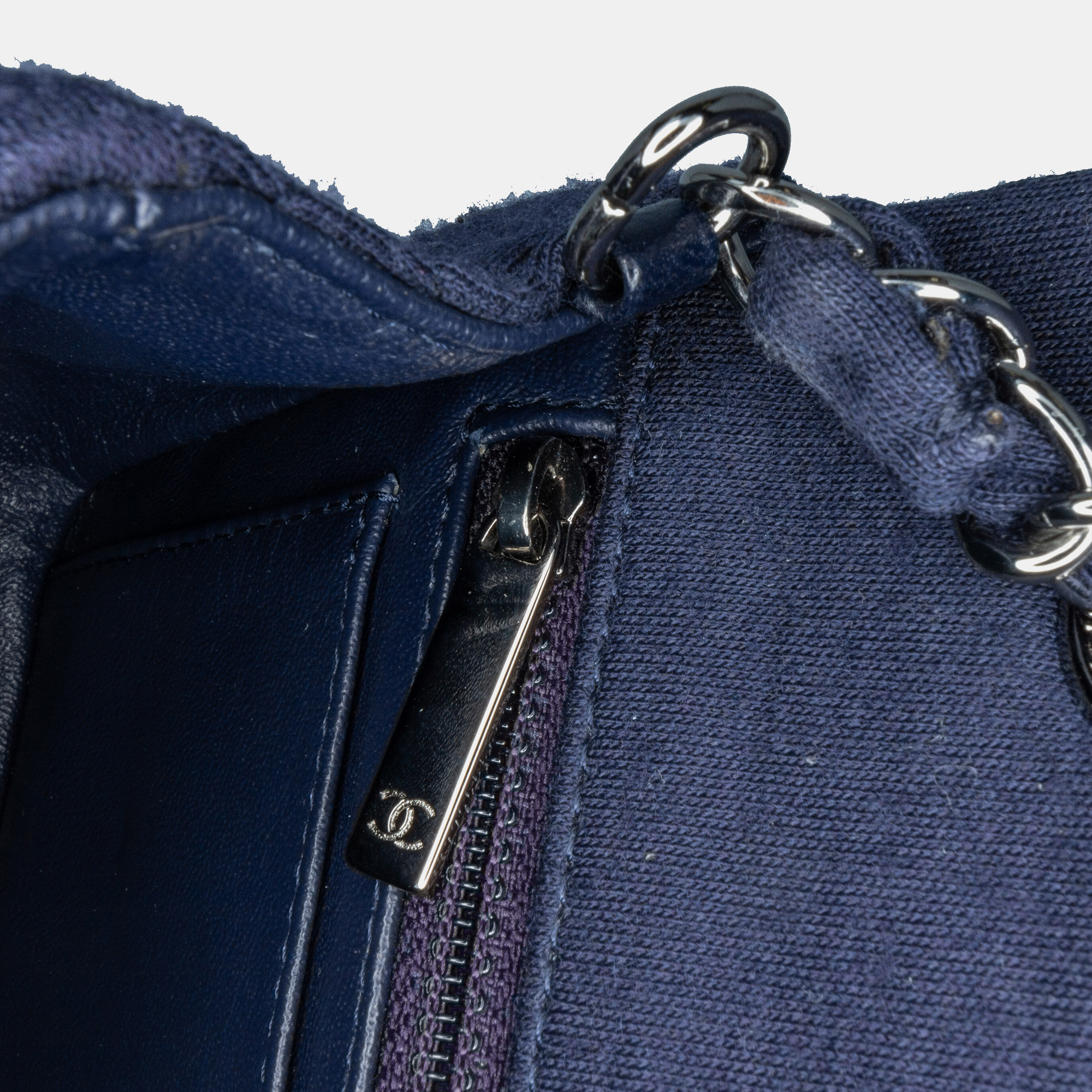 Chanel Navy Blue Mini Rectangular Classic Jersey Single Flap 