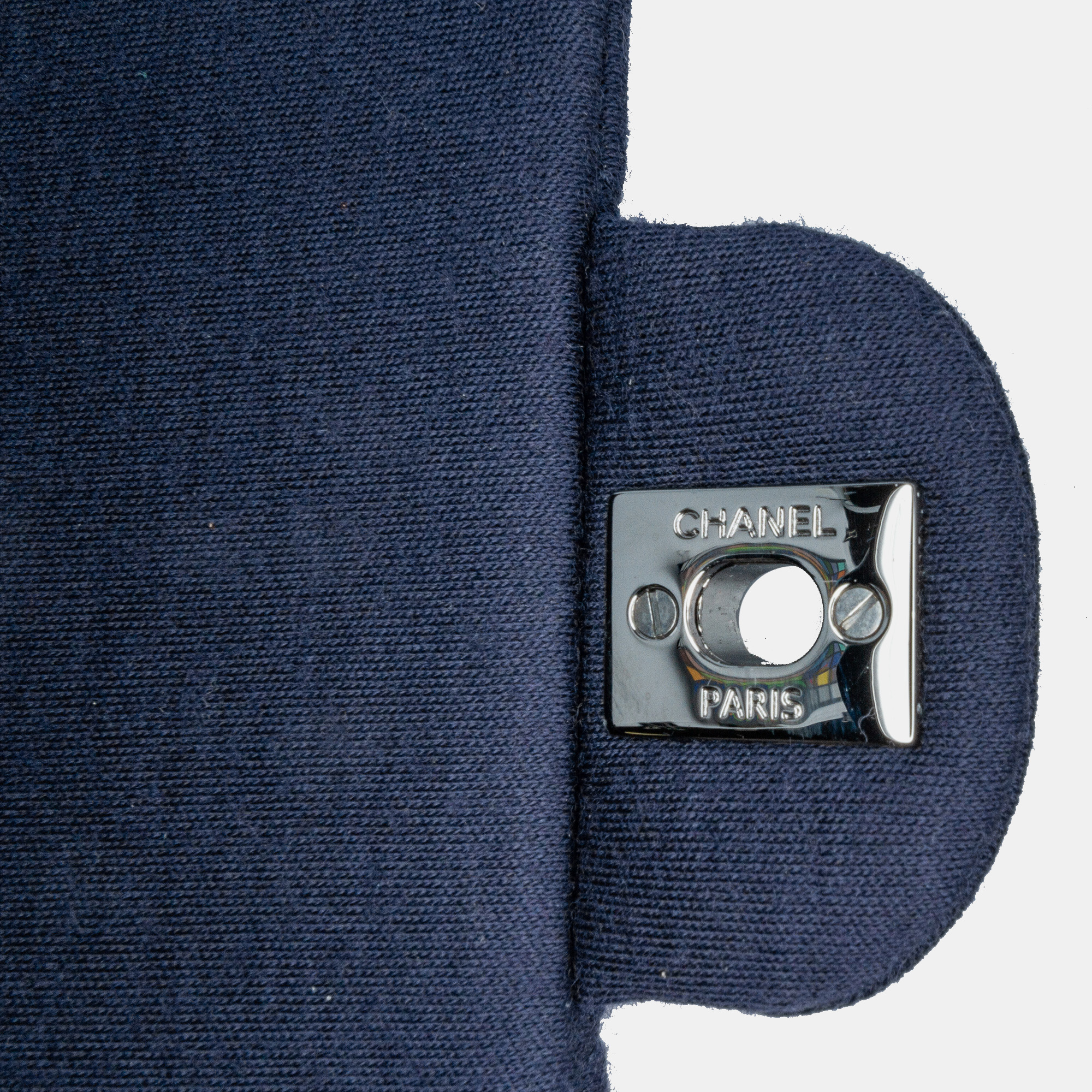 Chanel Navy Blue Mini Rectangular Classic Jersey Single Flap 