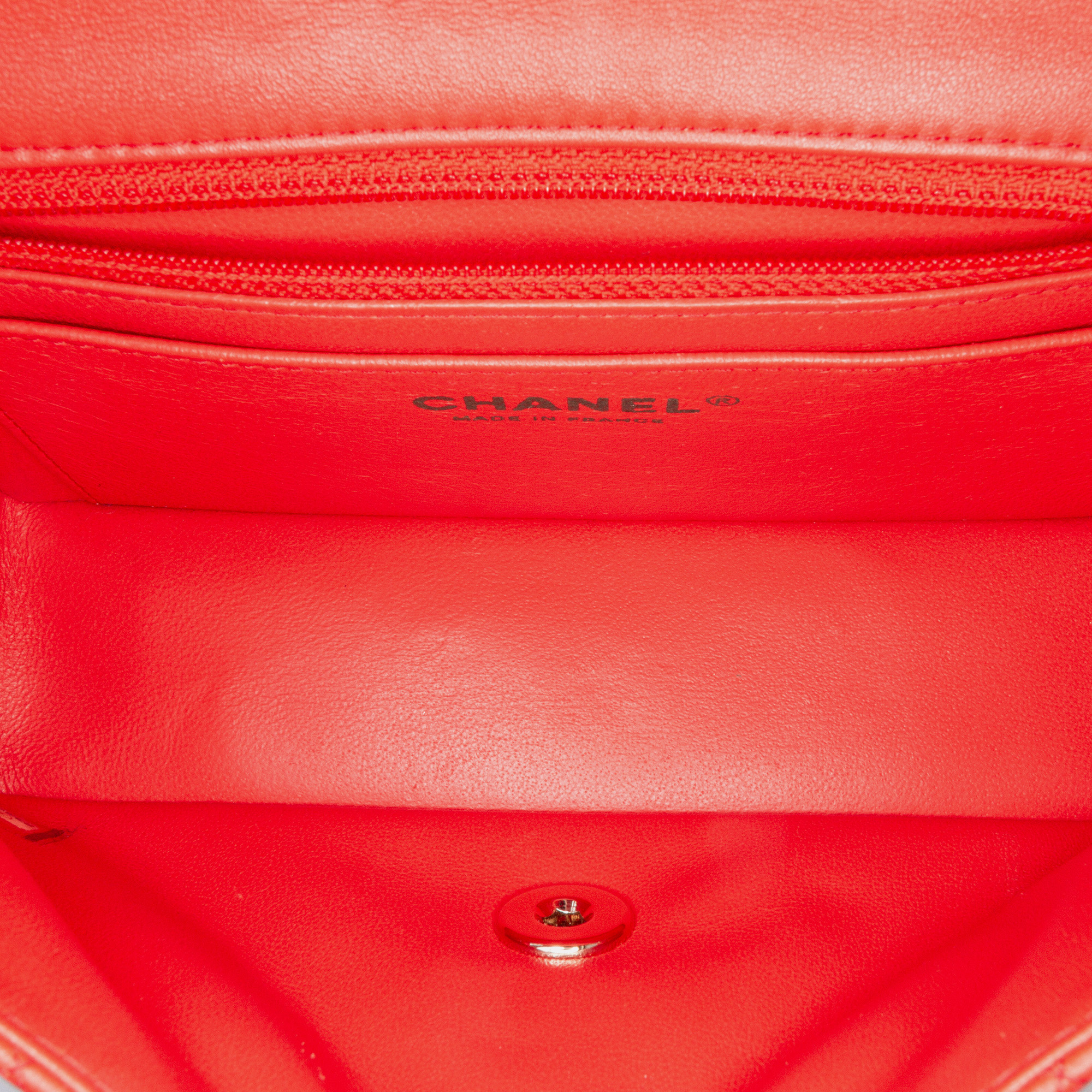 Chanel Red Mini Rectangular Classic Lambskin Single Flap 