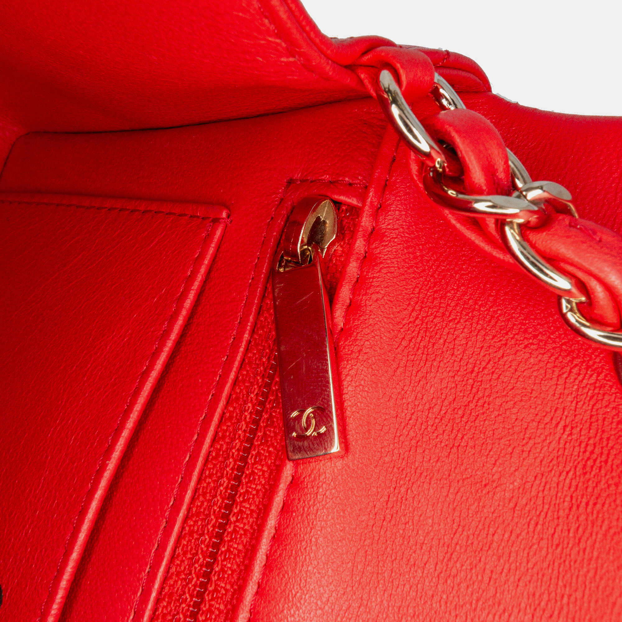 Chanel Red Mini Rectangular Classic Lambskin Single Flap 