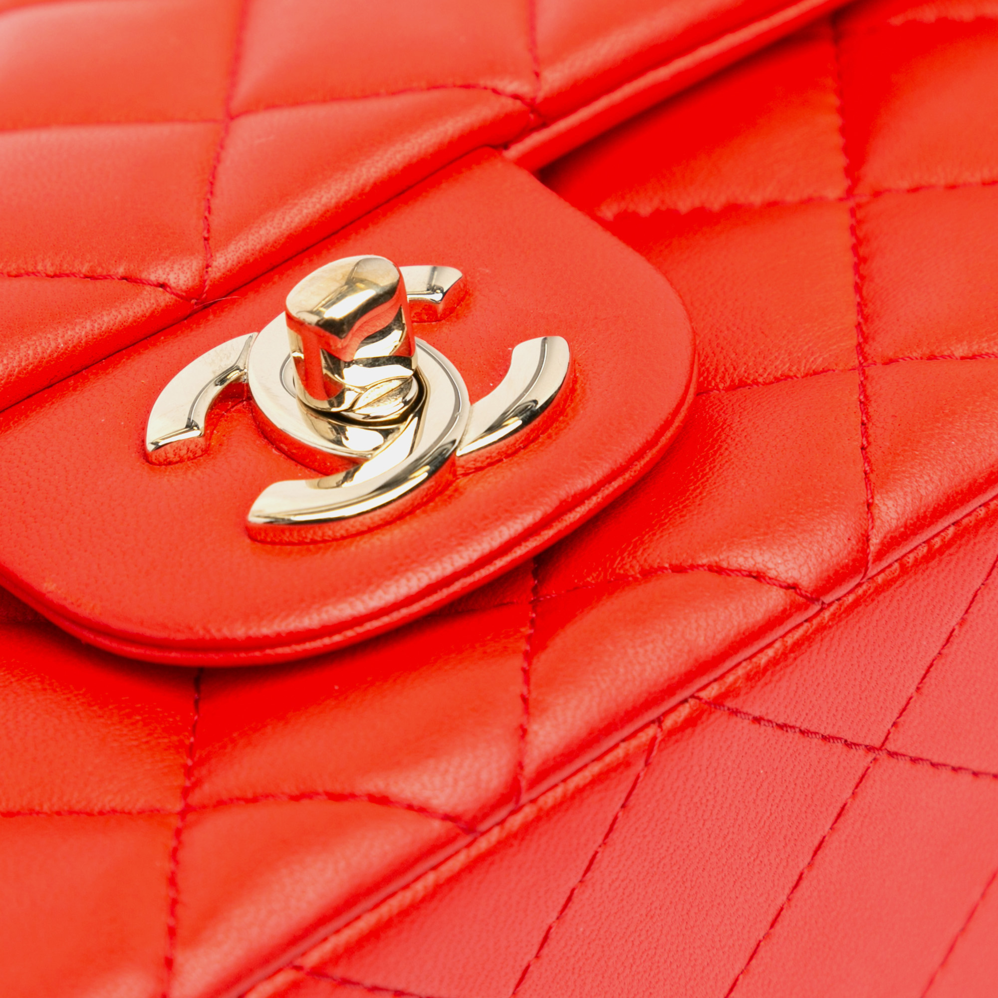 Chanel Red Mini Rectangular Classic Lambskin Single Flap 
