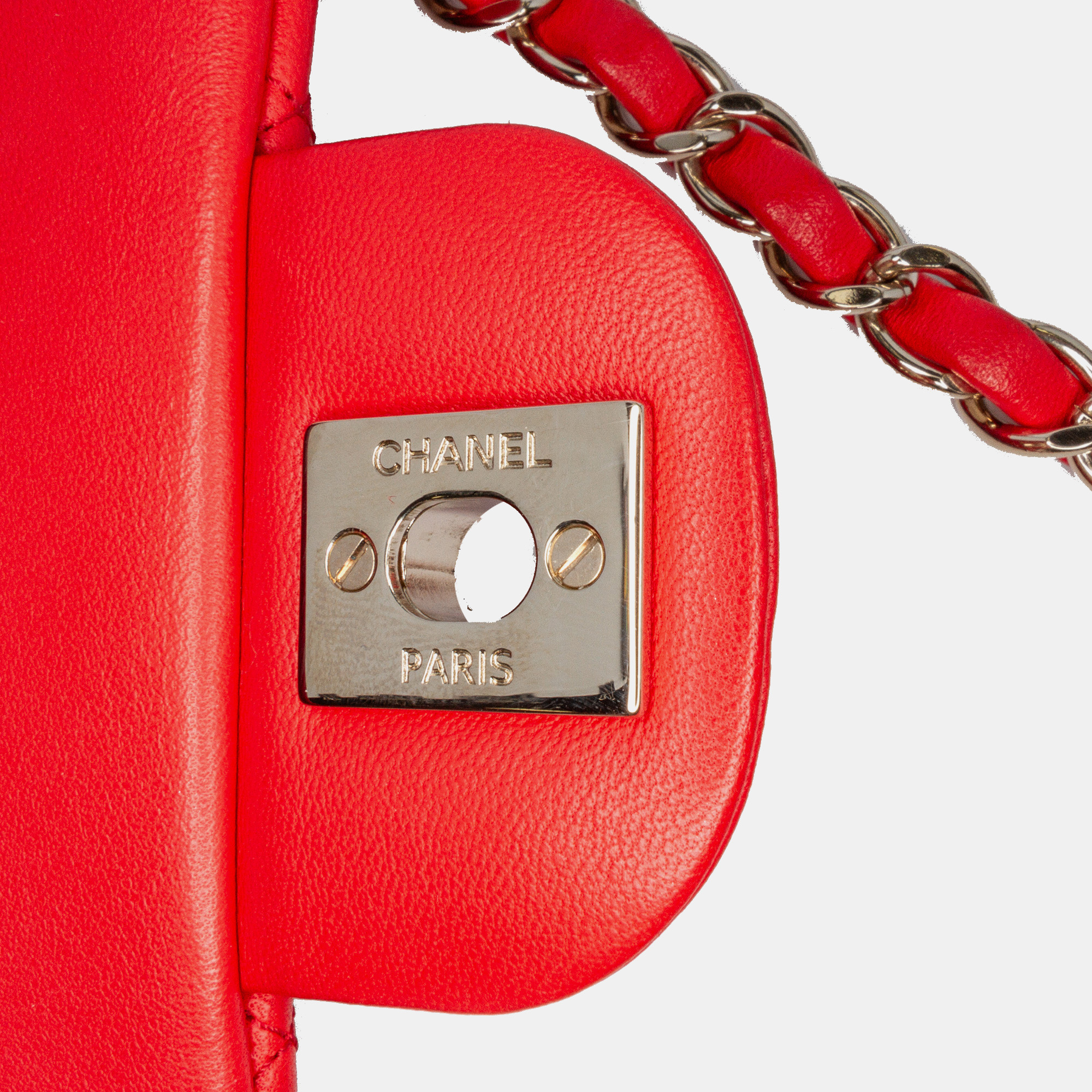 Chanel Red Mini Rectangular Classic Lambskin Single Flap 