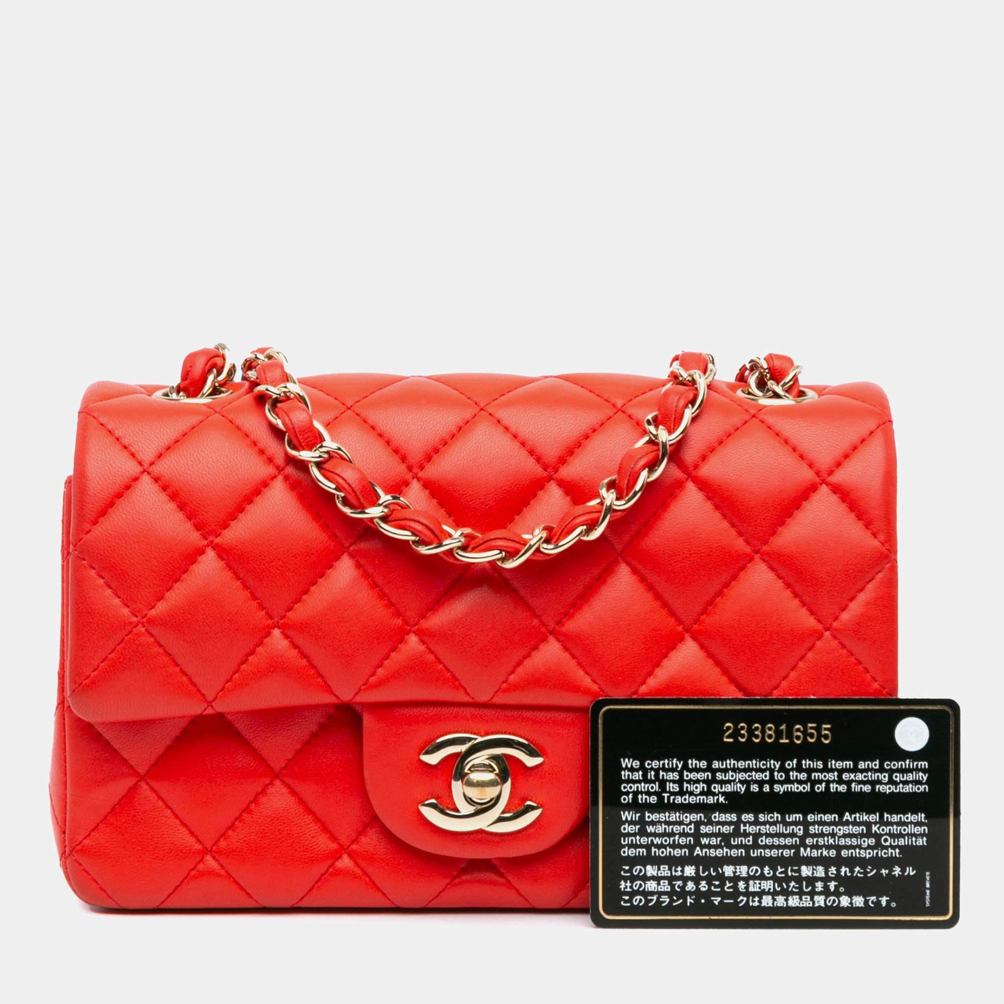Chanel Red Mini Rectangular Classic Lambskin Single Flap 