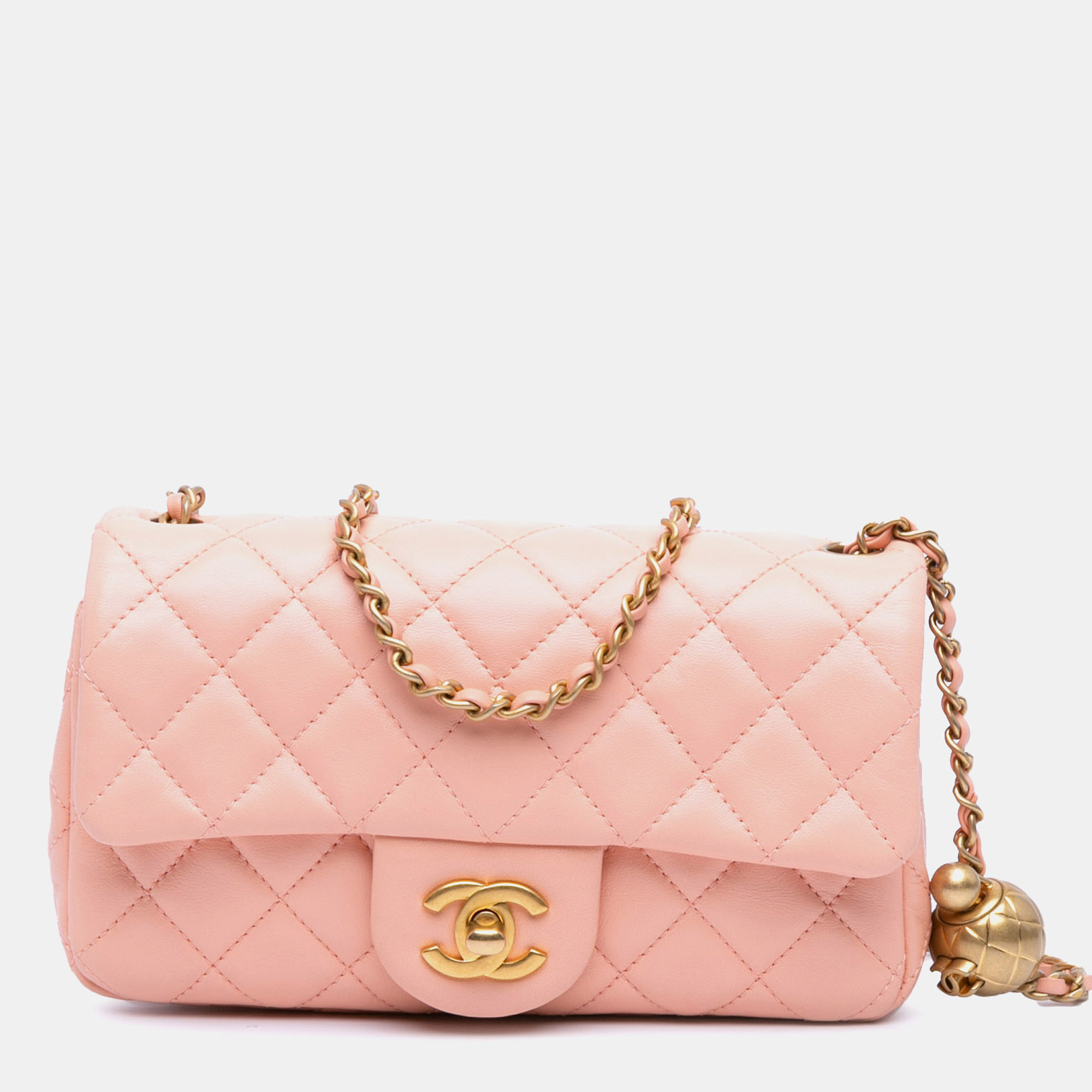 

Chanel Pink Mini Rectangular Lambskin Pearl Crush Flap Bag