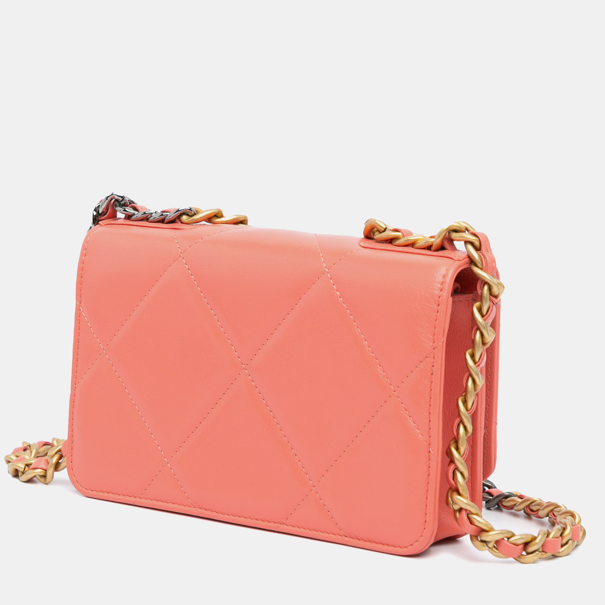 Chanel Pink Quilted Lambskin 19 Wallet on Chain 