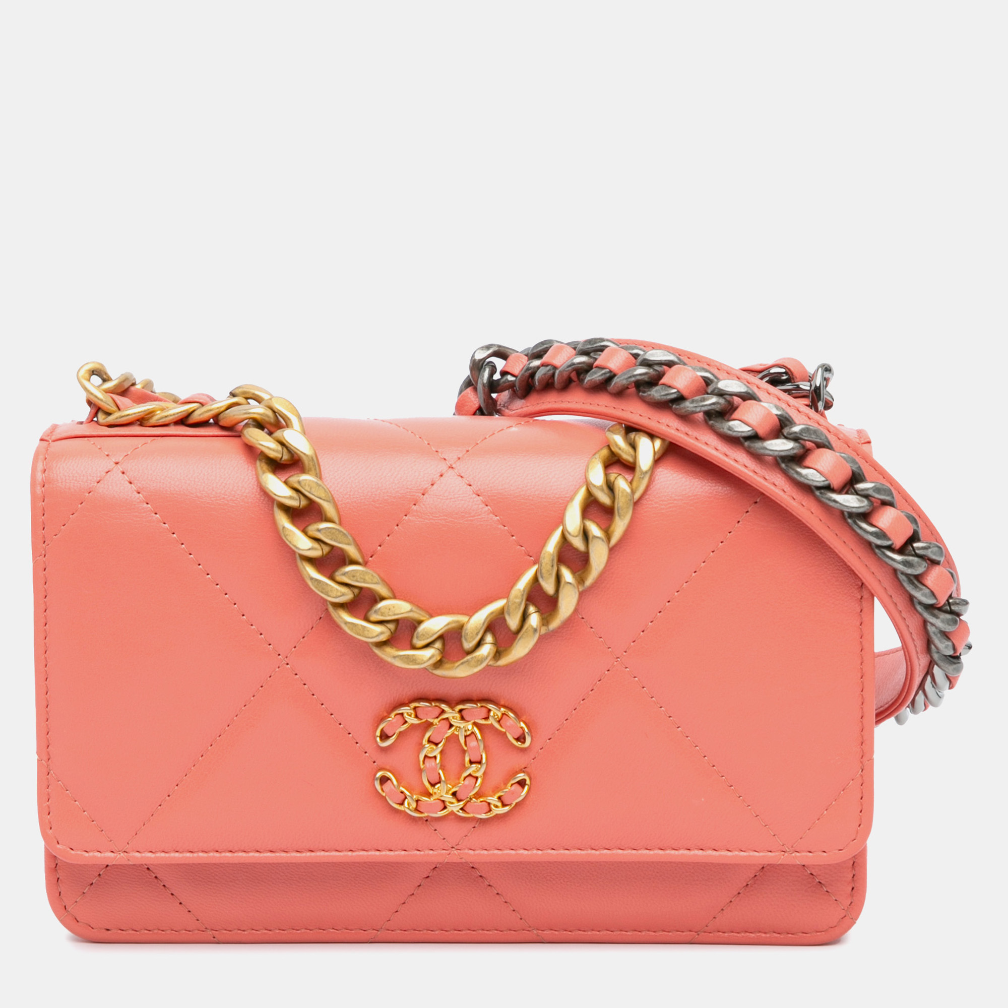 

Chanel Pink Quilted Lambskin 19 Wallet on Chain