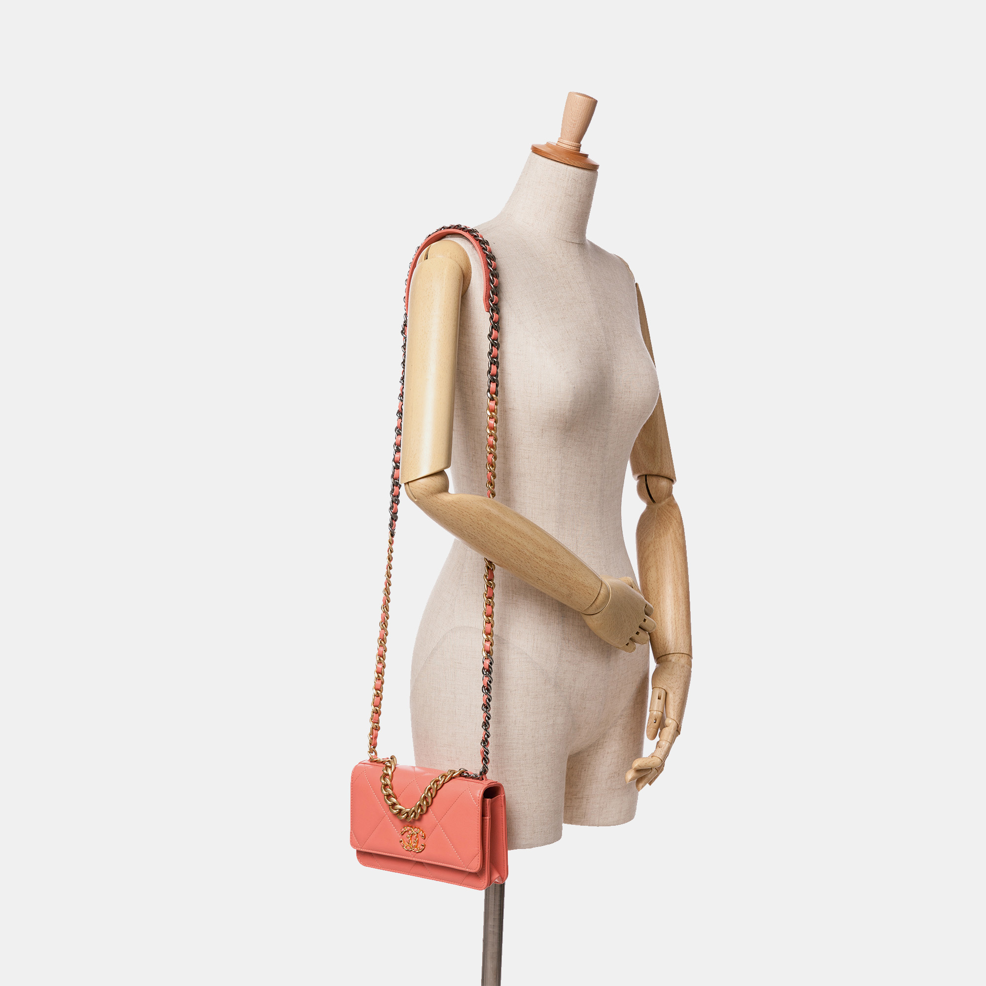 Chanel Pink Quilted Lambskin 19 Wallet on Chain 