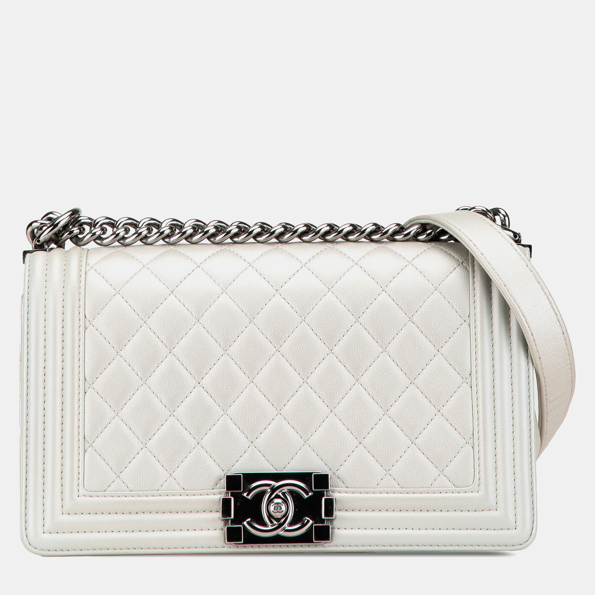 

Chanel Grey Medium Metallic Caviar Boy Flap