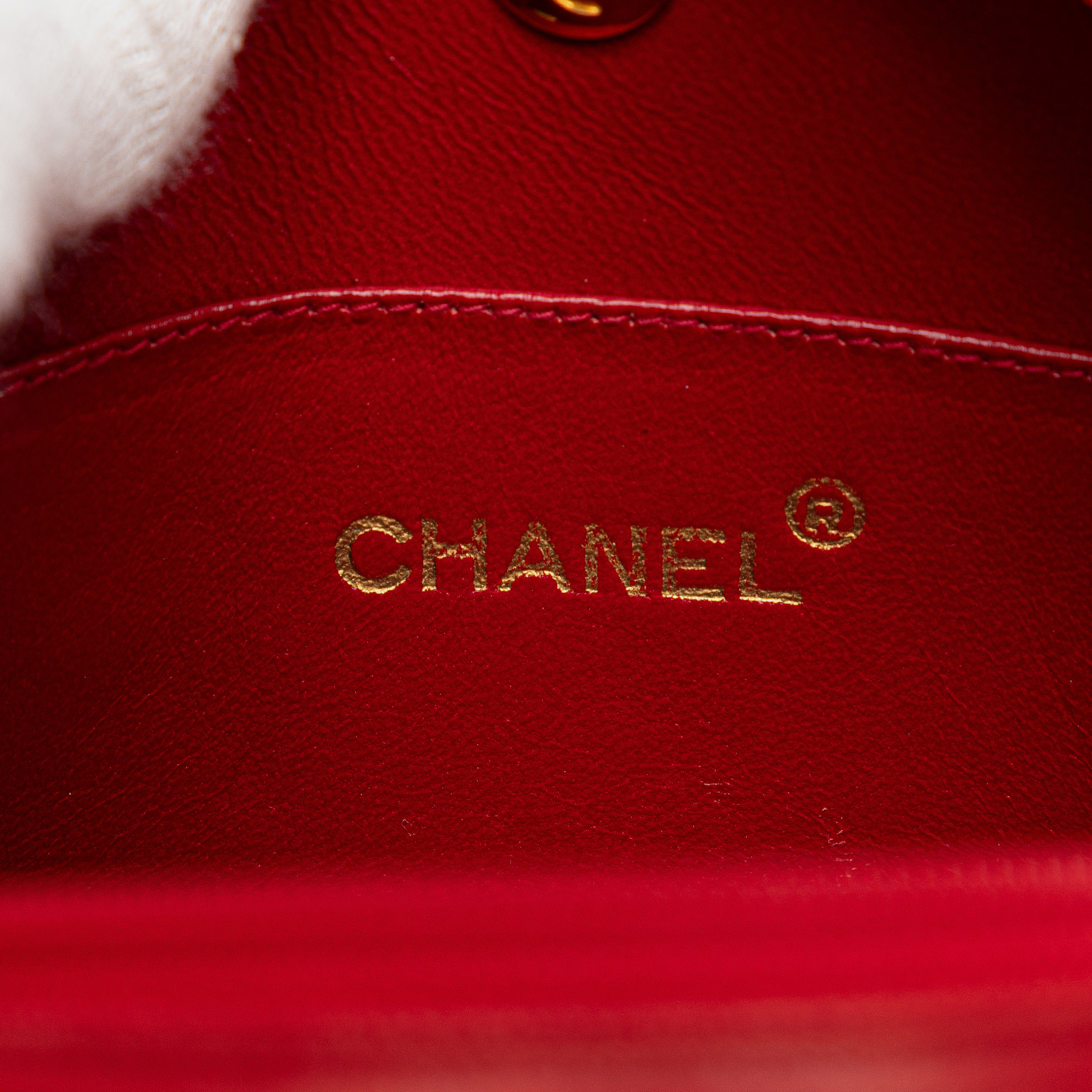 Chanel Red Quilted Lambskin Half Moon Chain Shoulder Bag 