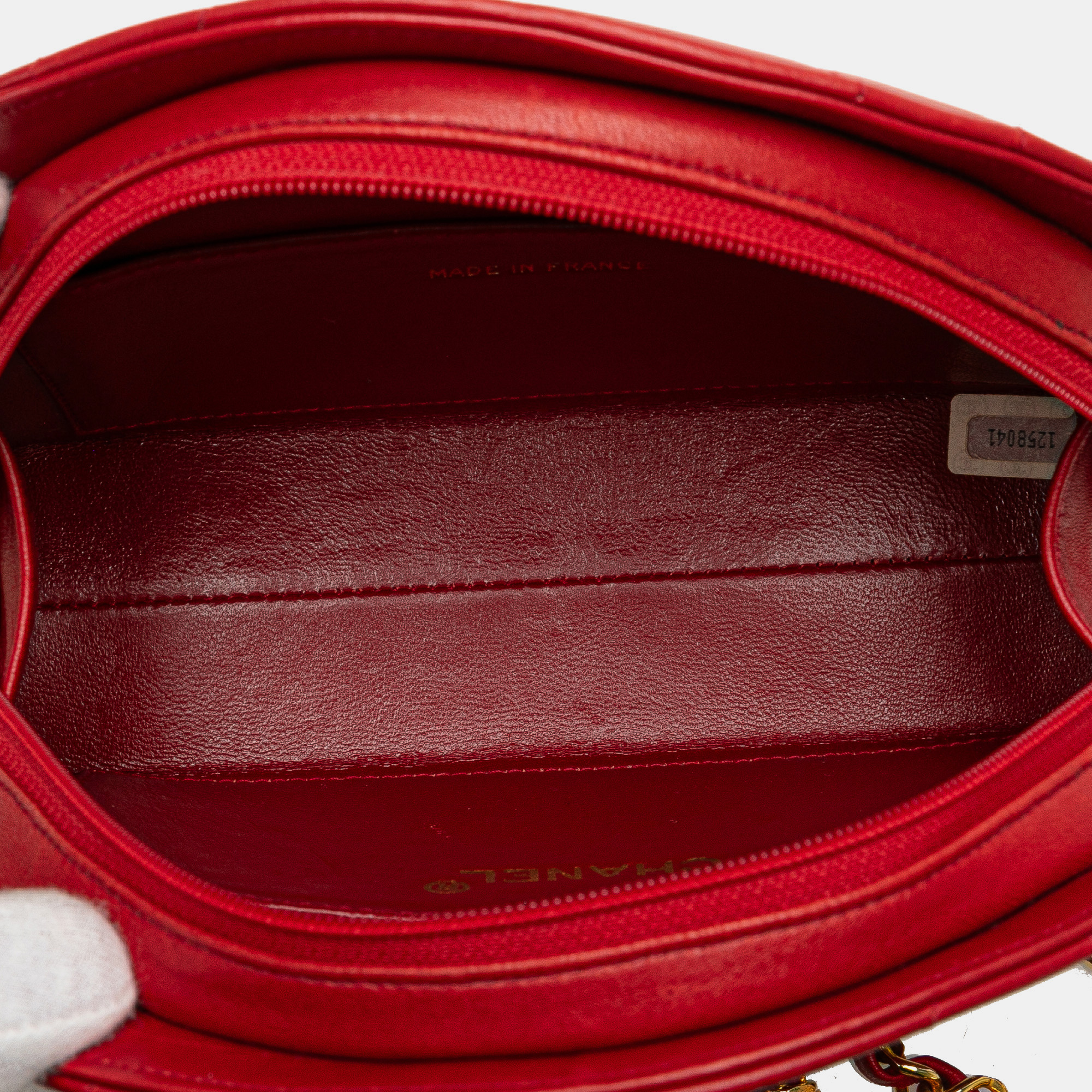Chanel Red Quilted Lambskin Half Moon Chain Shoulder Bag 