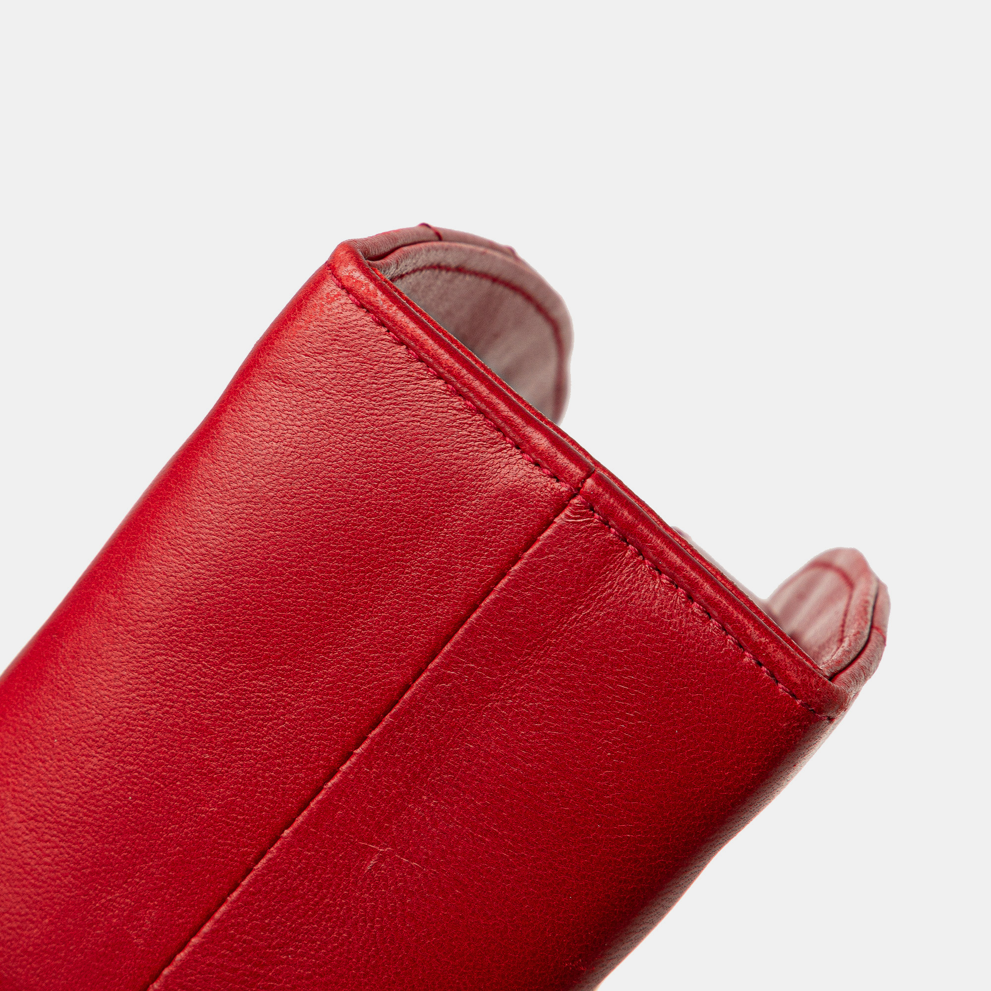 Chanel Red Quilted Lambskin Half Moon Chain Shoulder Bag 