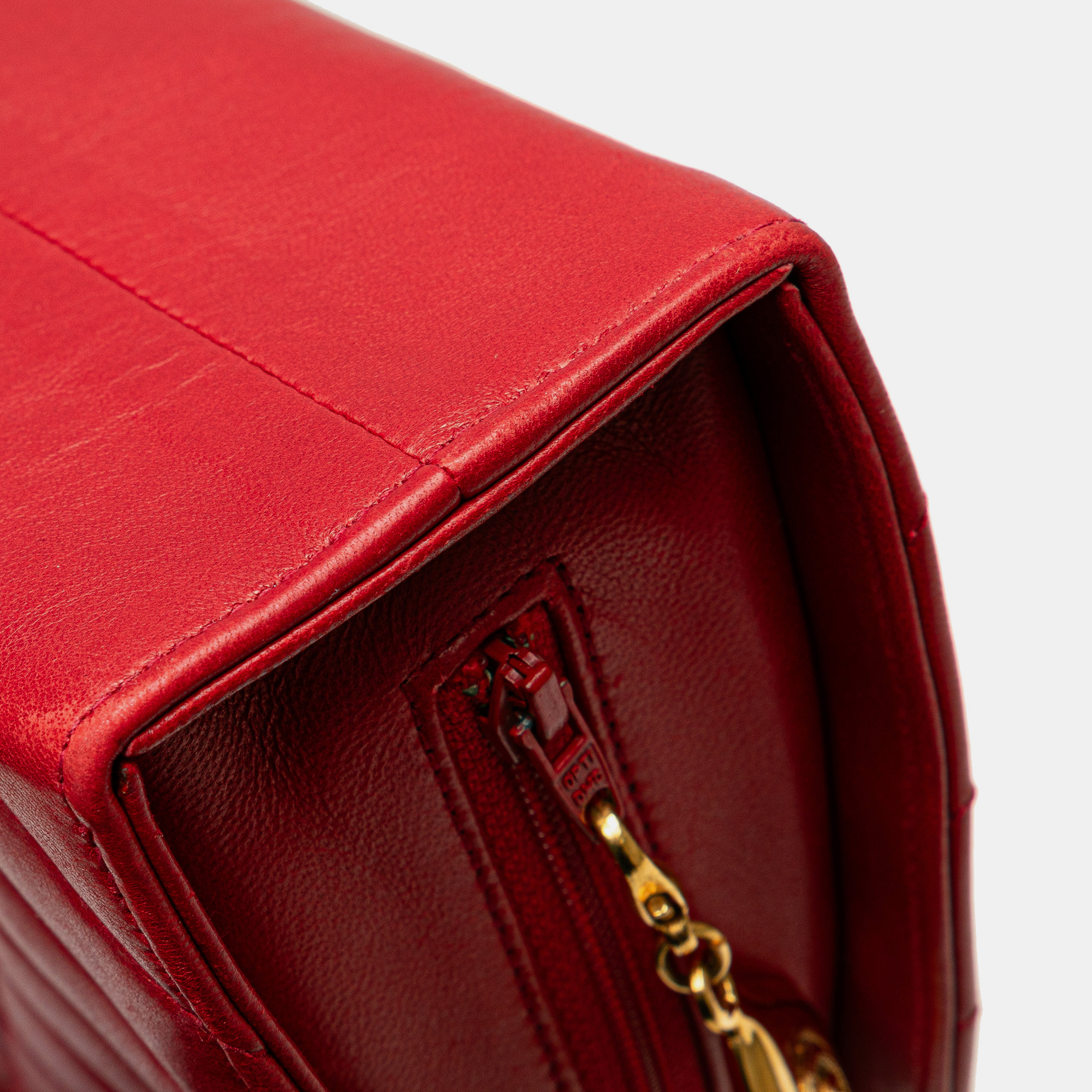 Chanel Red Quilted Lambskin Half Moon Chain Shoulder Bag 