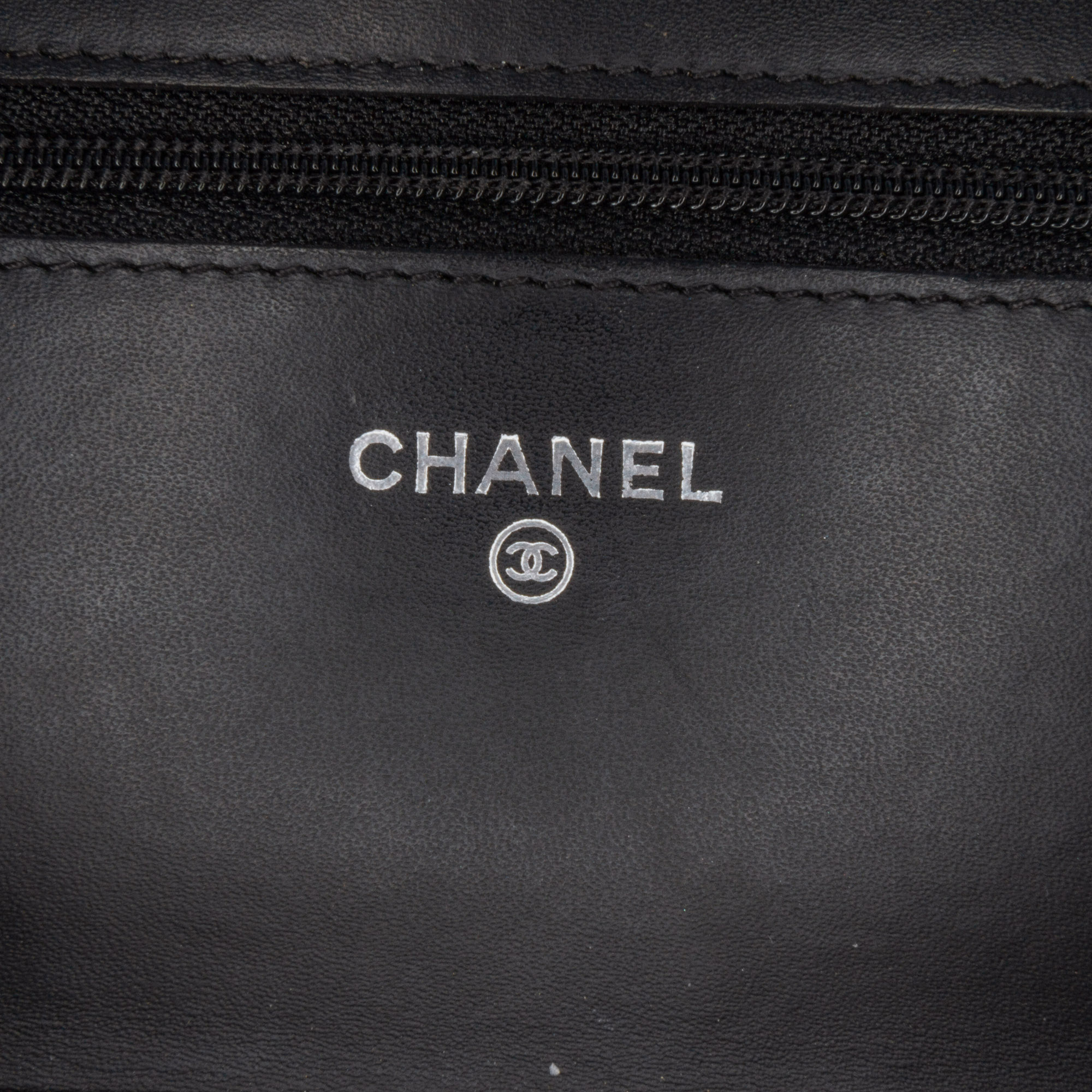 Chanel Black CC Quilted Patent Wallet On Chain 