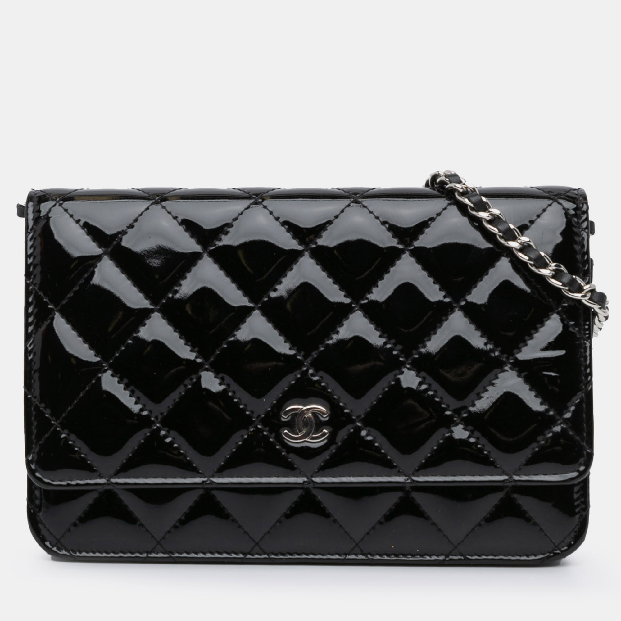 

Chanel Black CC Quilted Patent Wallet On Chain