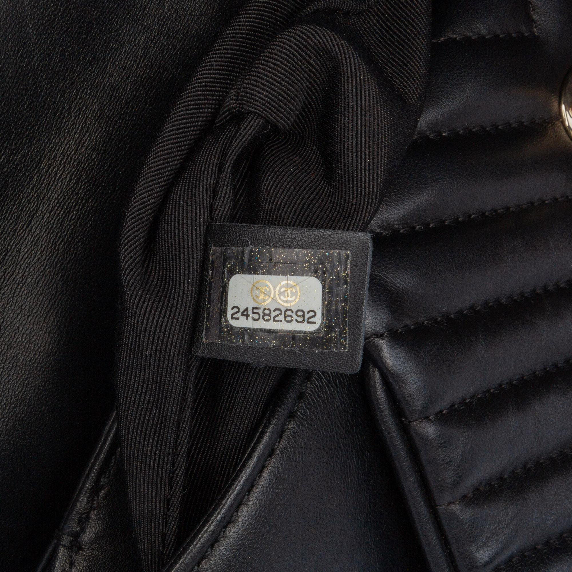 Chanel Black Chevron Lambskin Fold Up Again Clutch 