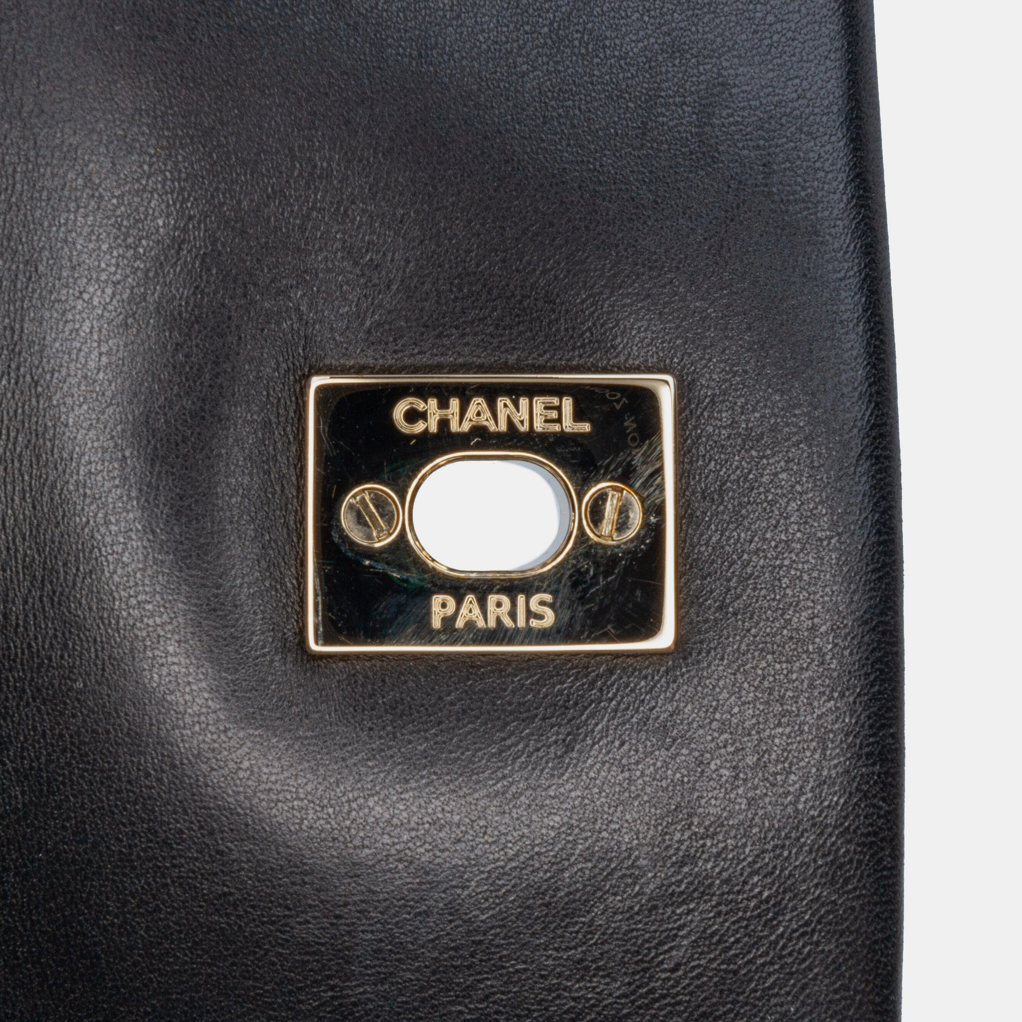 Chanel Black Chevron Lambskin Fold Up Again Clutch 