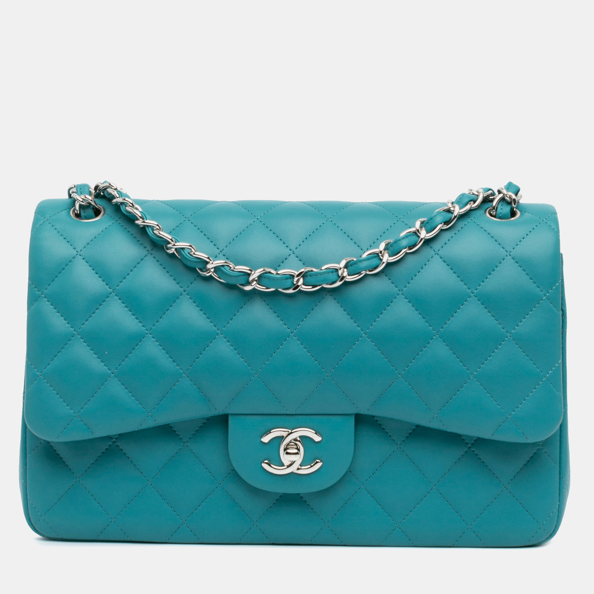 

Chanel Blue Jumbo Classic Lambskin Double Flap