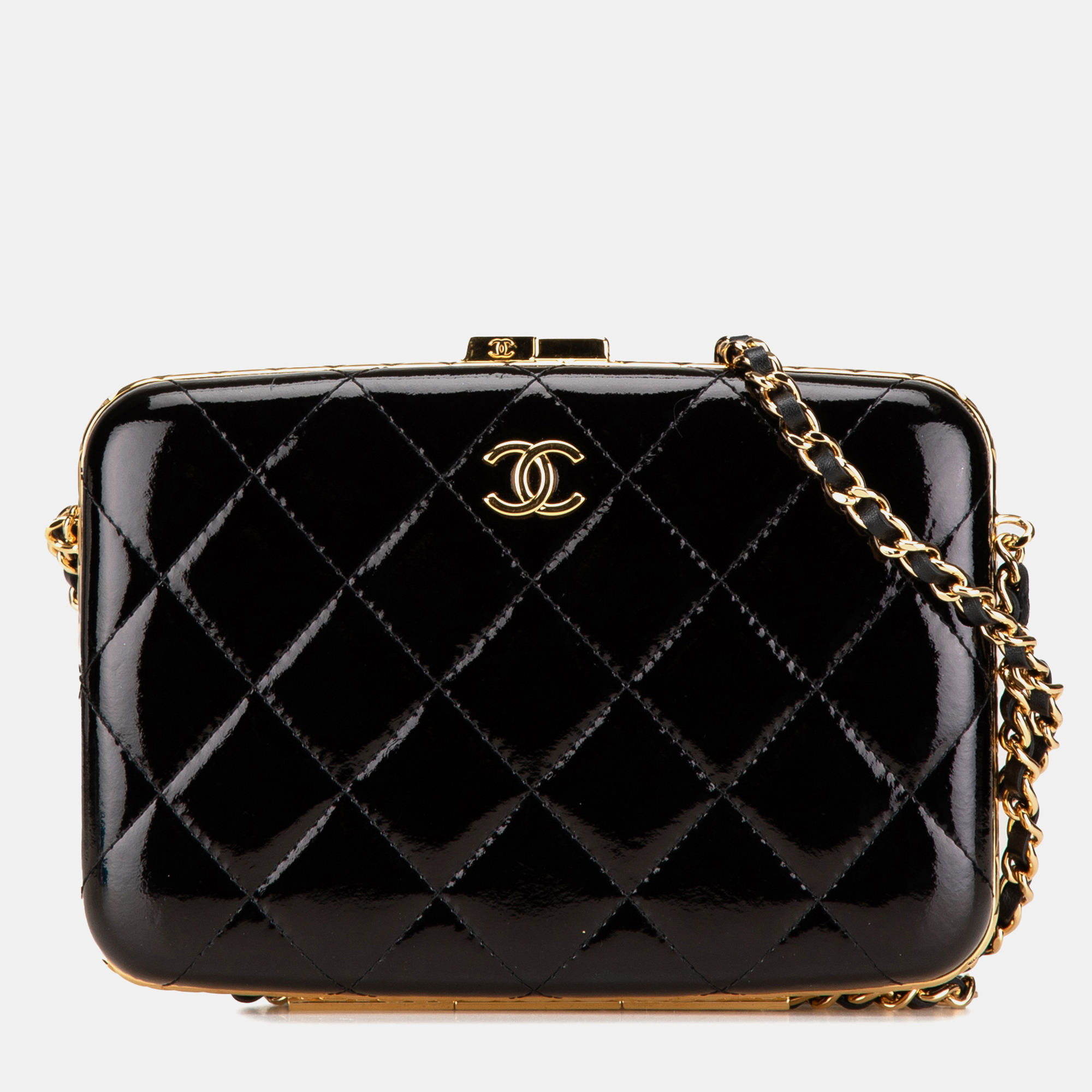 

Chanel Black Large Glazed Goatskin Box With Chain