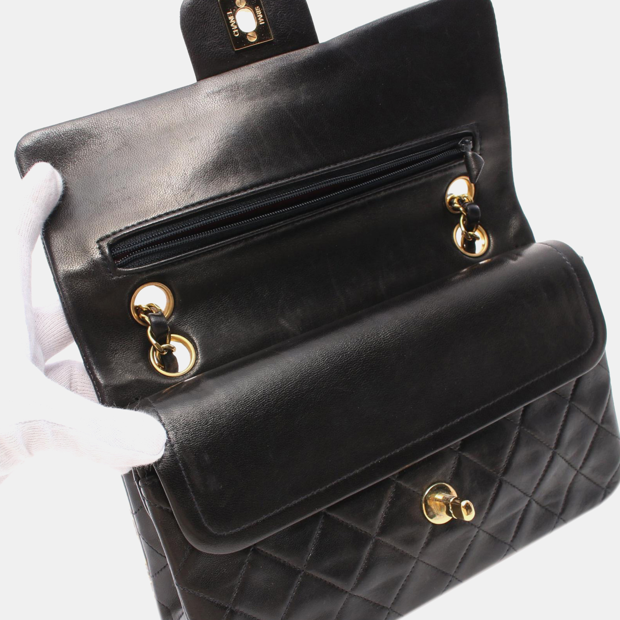Chanel Black Small Classic Lambskin Double Flap 
