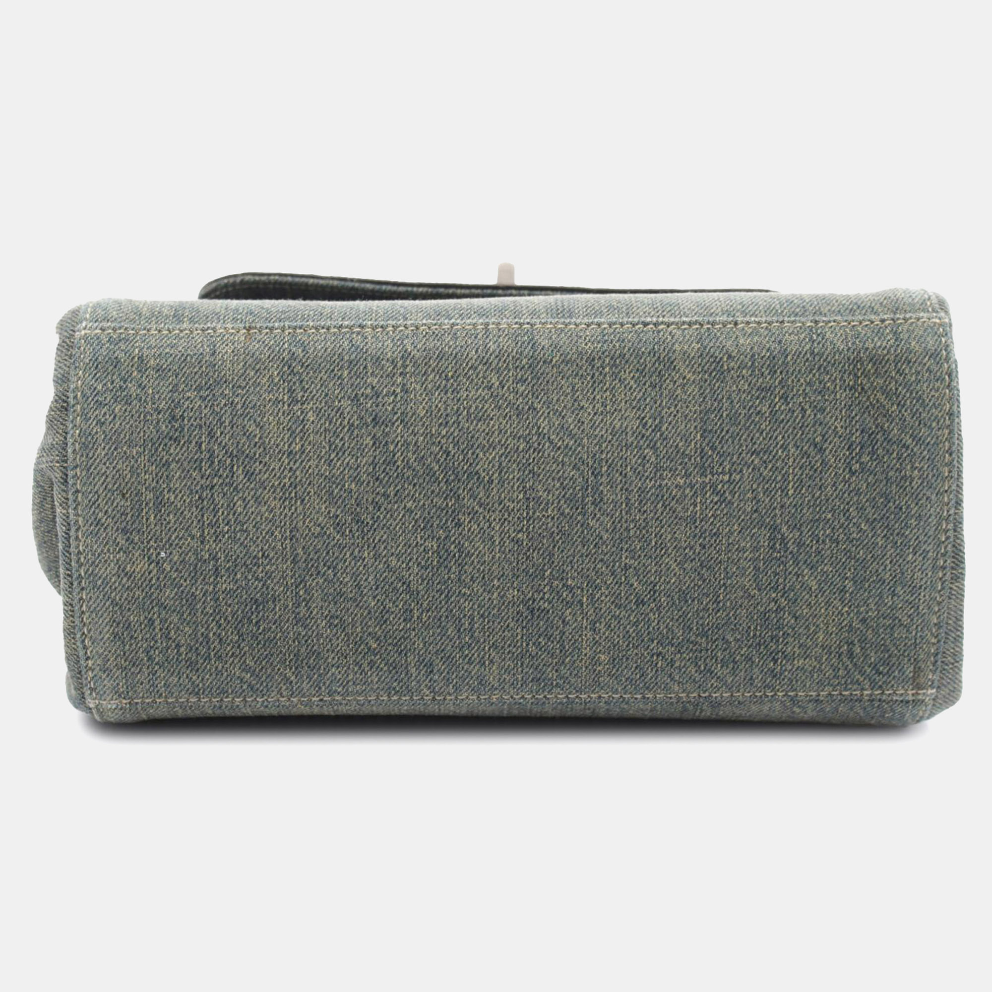 Chanel Blue Lambskin And Denim Chocolate Bar 2.55 Accordion Flap 