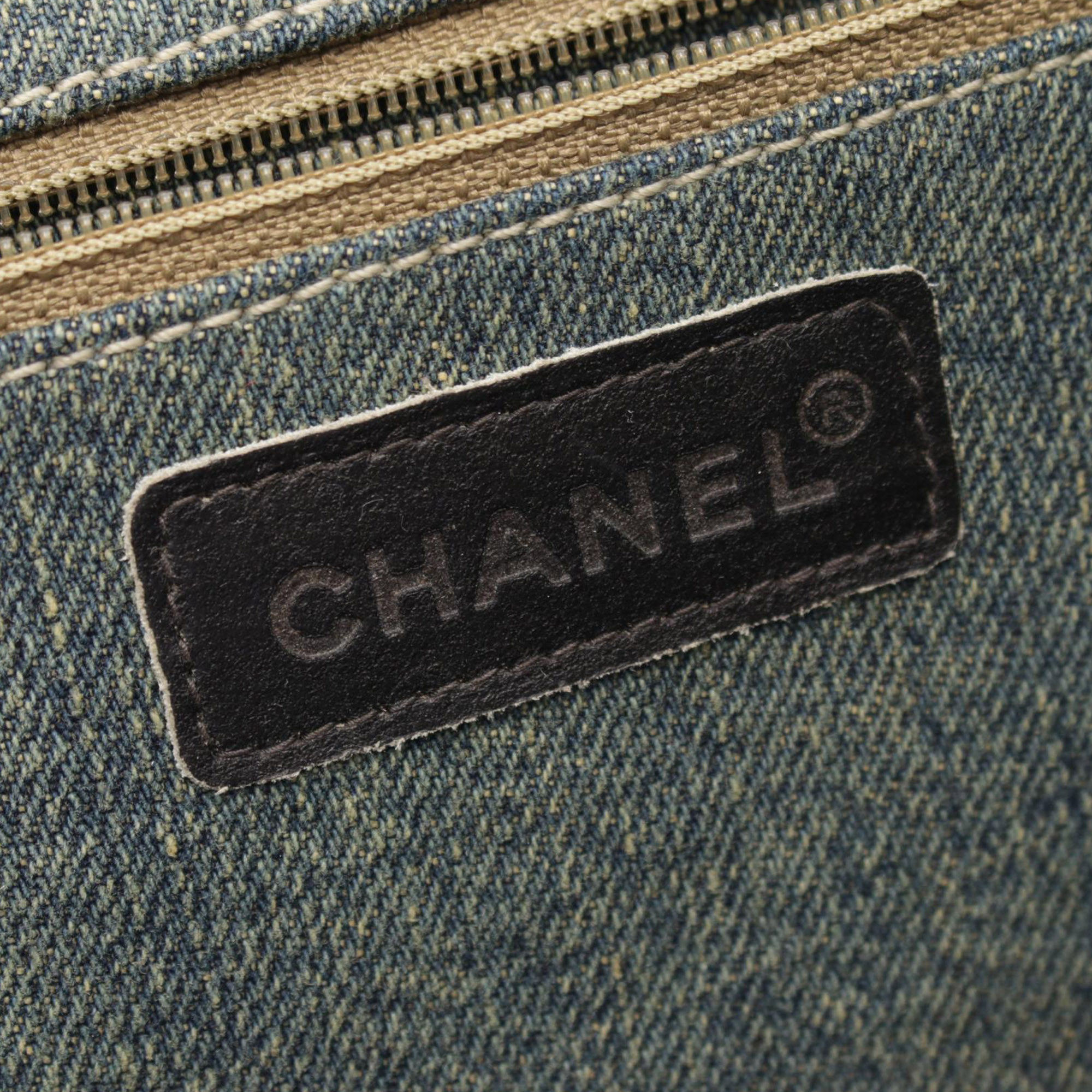 Chanel Blue Lambskin And Denim Chocolate Bar 2.55 Accordion Flap 