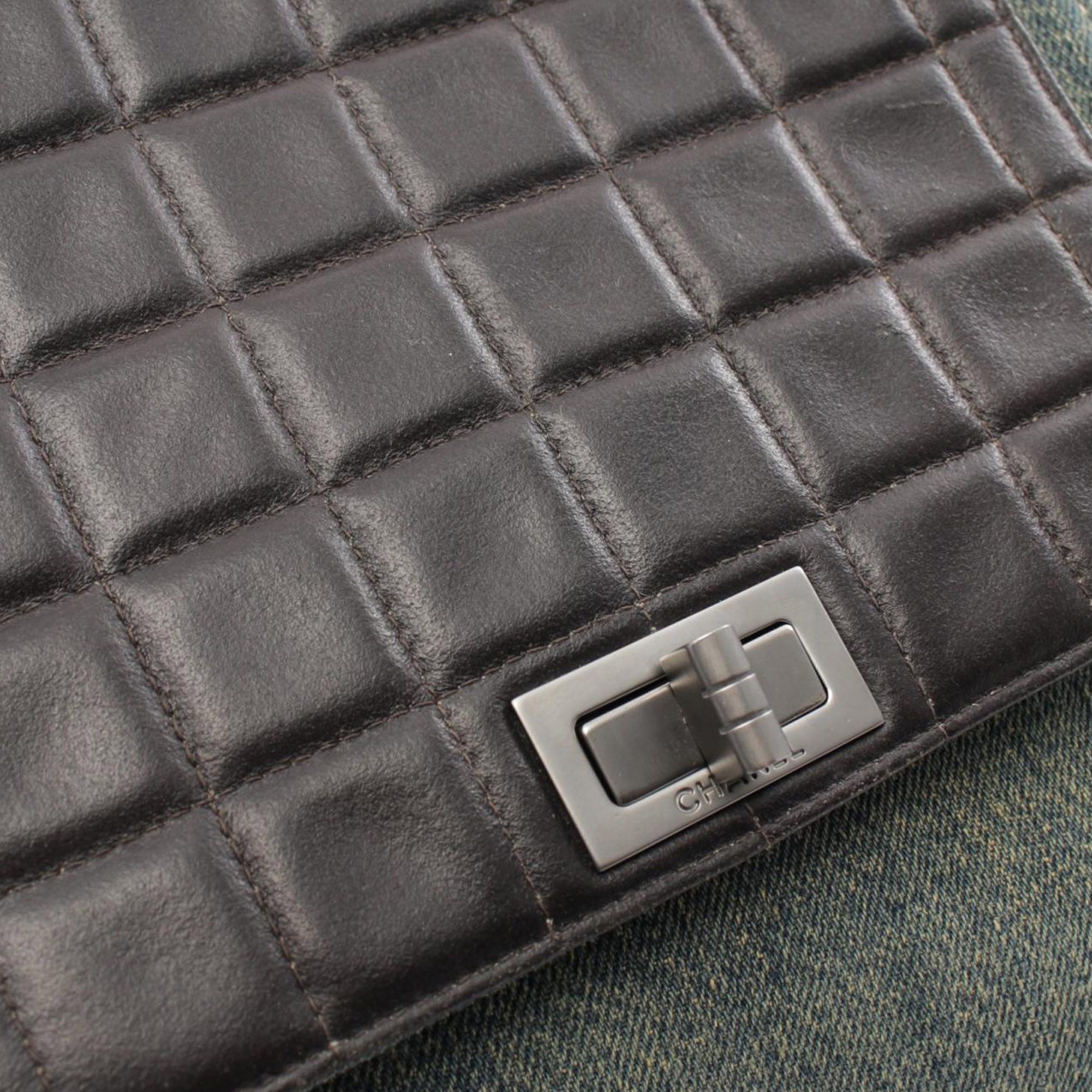 Chanel Blue Lambskin And Denim Chocolate Bar 2.55 Accordion Flap 