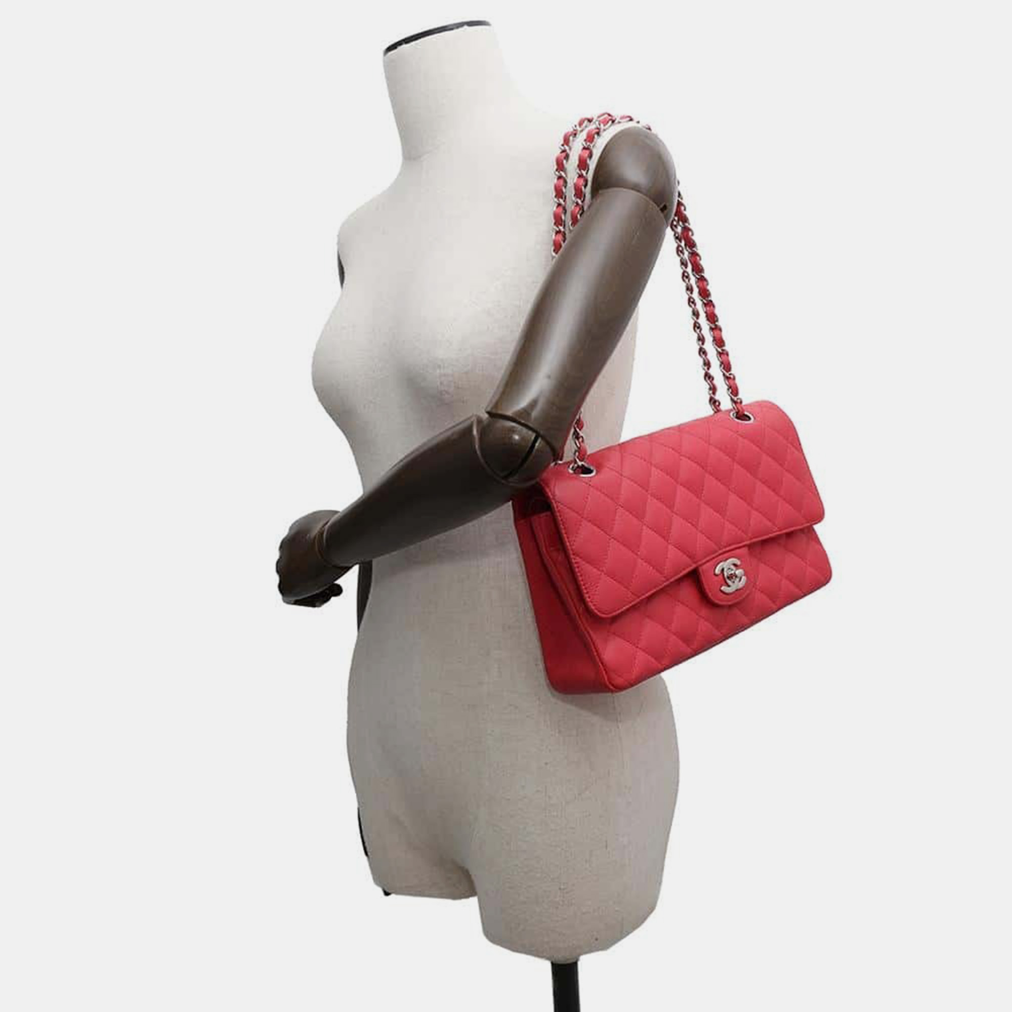 Chanel Red Caviar Leather Classic Double Flap Bag 