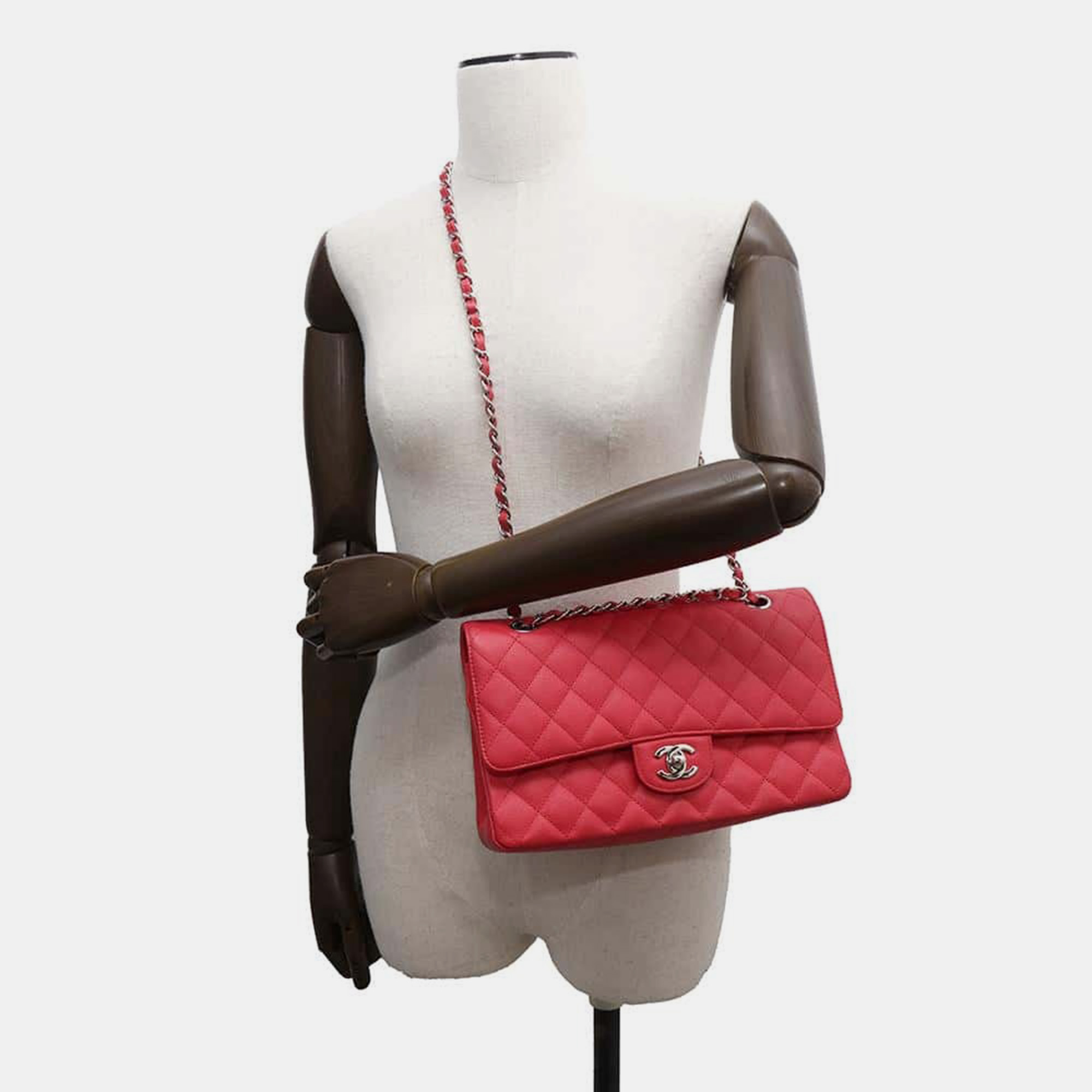 Chanel Red Caviar Leather Classic Double Flap Bag 