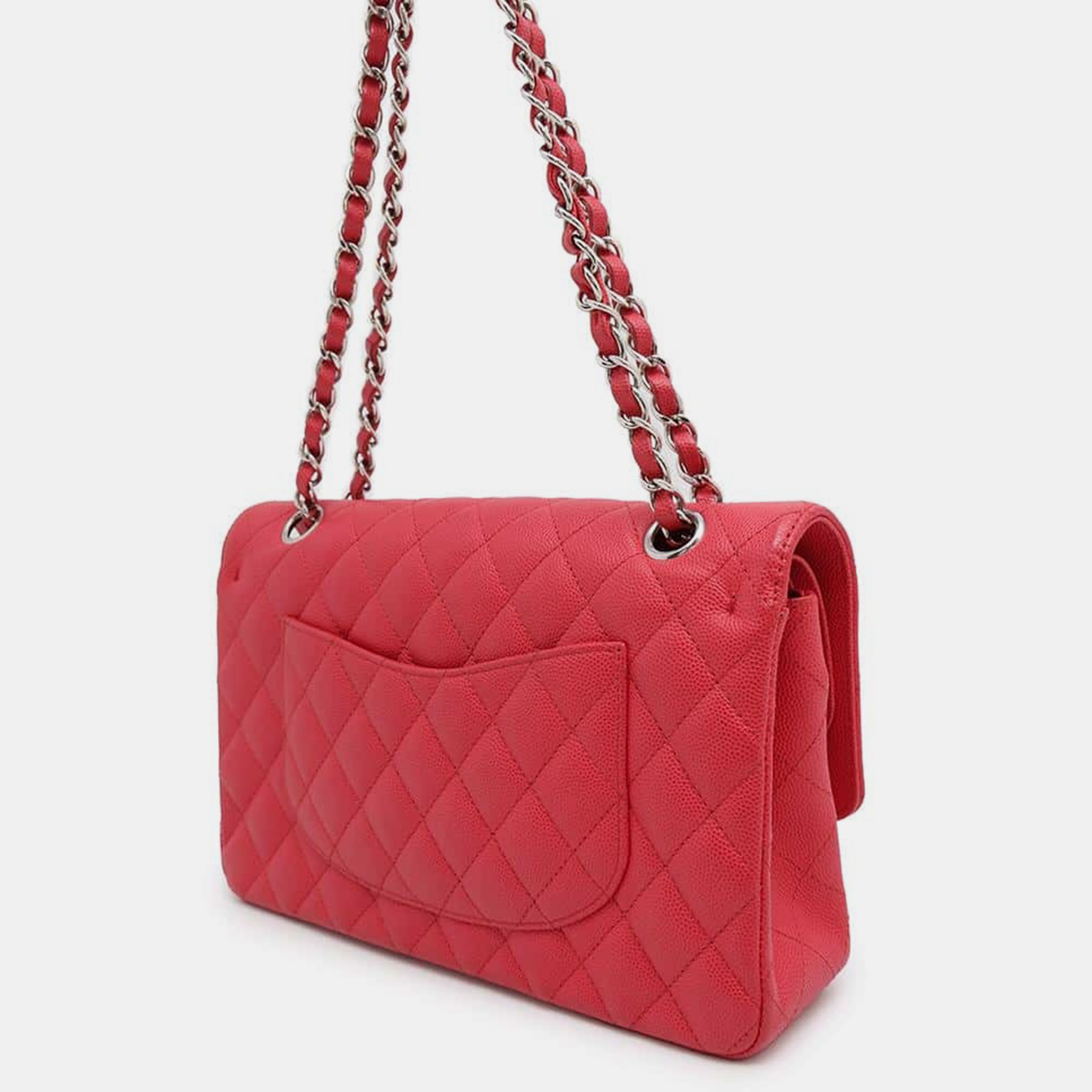 Chanel Red Caviar Leather Classic Double Flap Bag 