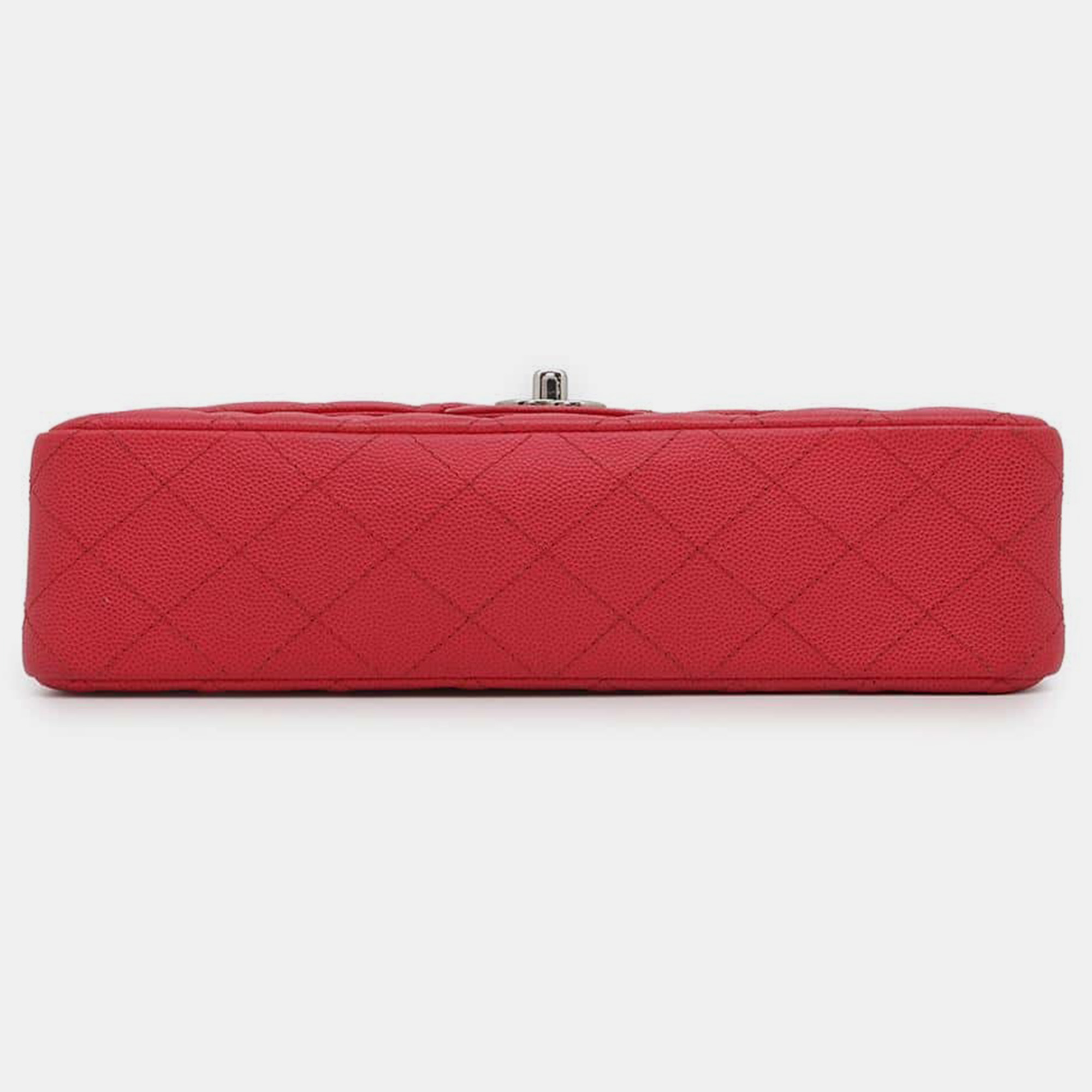 Chanel Red Caviar Leather Classic Double Flap Bag 