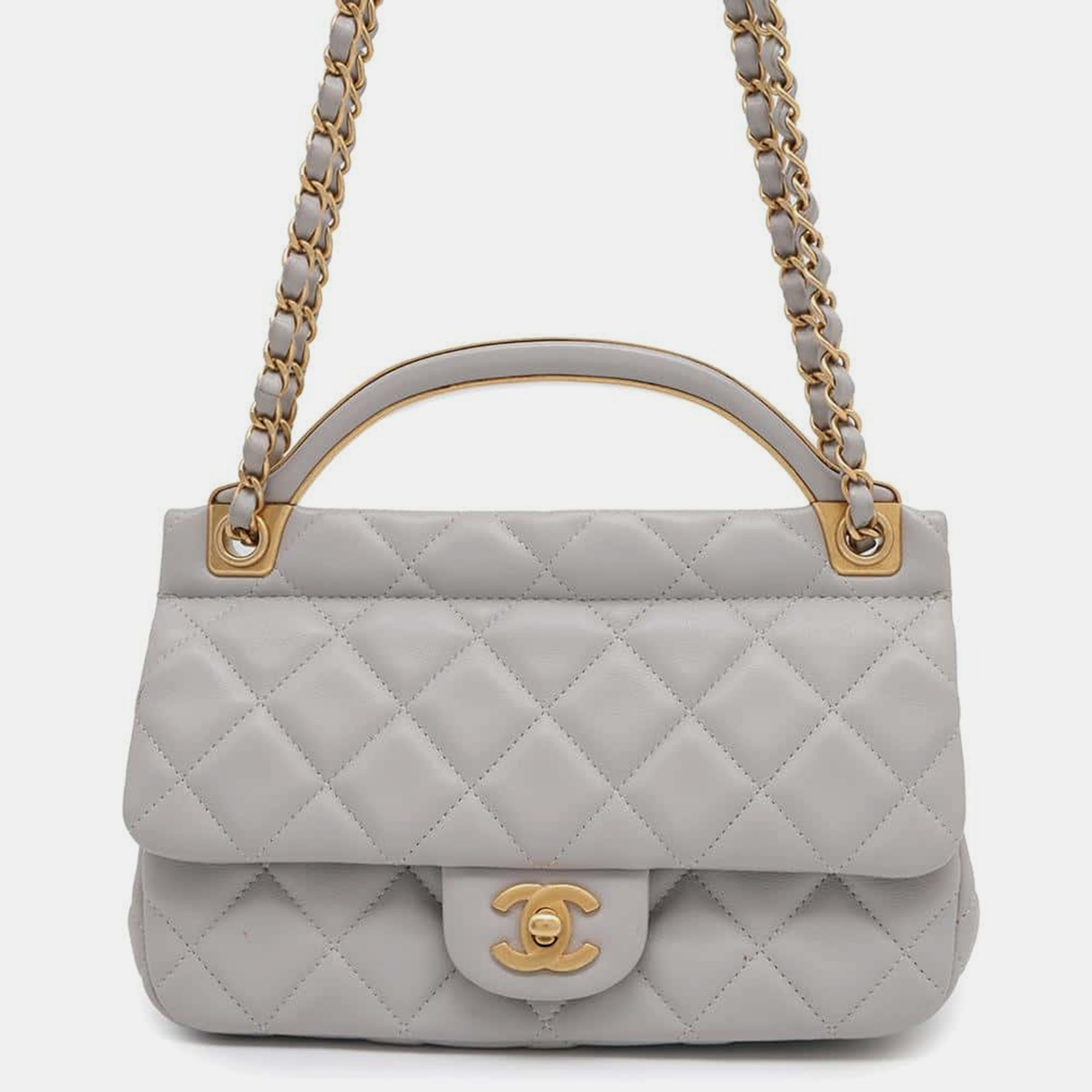 

Chanel Matelasse Gray Lambskin Shoulder Bag, Grey