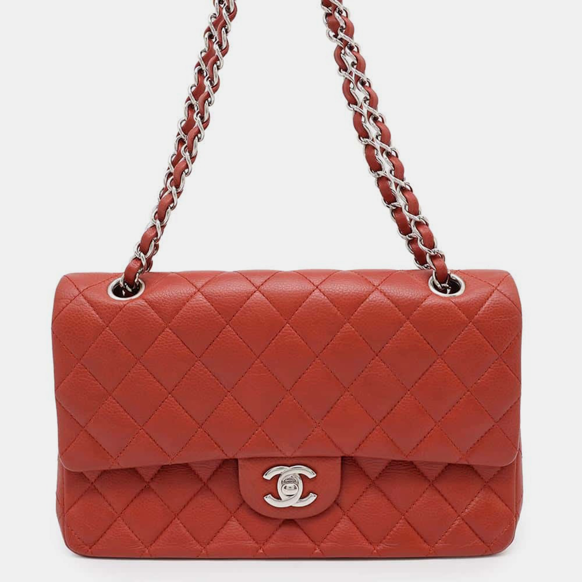 

Chanel Red Caviar Leather Classic Double Flap Shoulder Bag