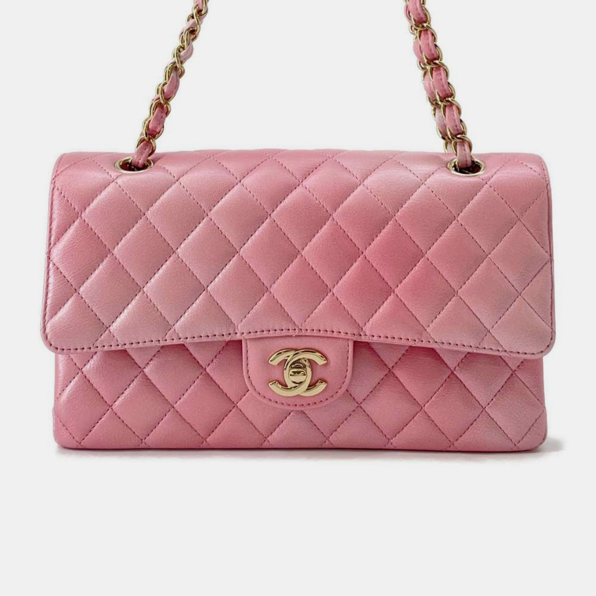 

Chanel Gradation Light Pink Goatskin Leather Classic Double Flap Shoulder Bag