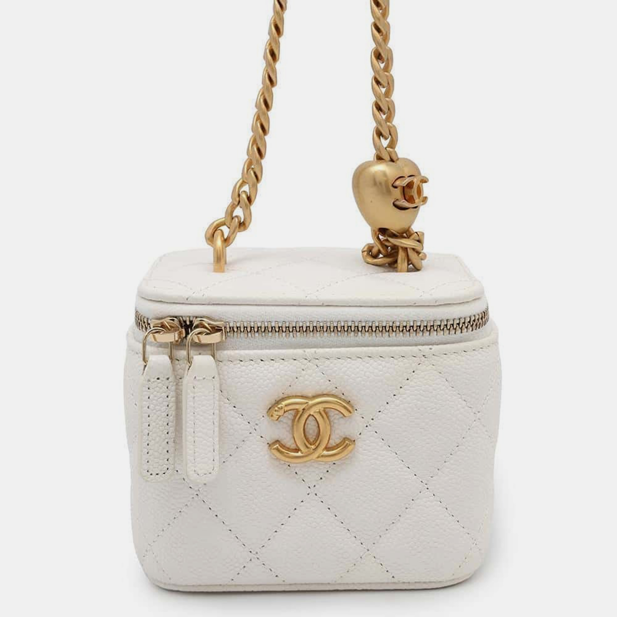 

Chanel White Caviar Leather Vanity Chain Shoulder Bag