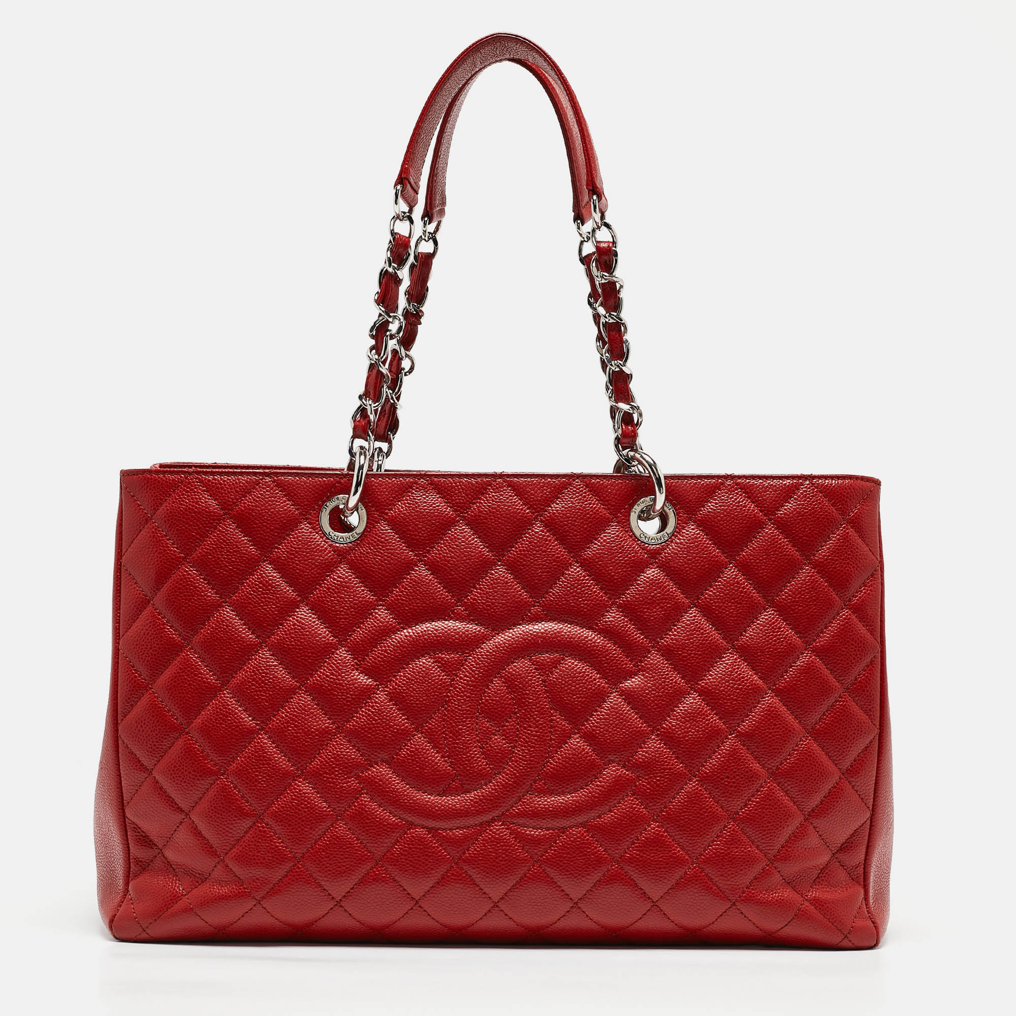 

Chanel Red Quilted Caviar Leather  Grand Shopper Tote