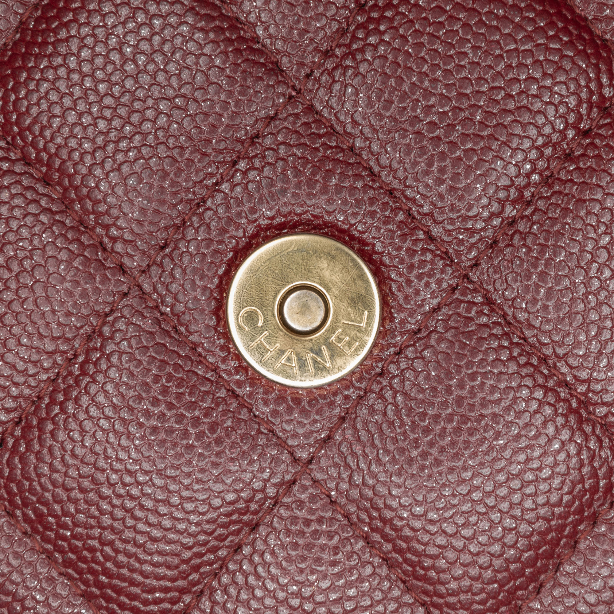 Chanel Red Quilted Caviar Square Wallet on Chain 