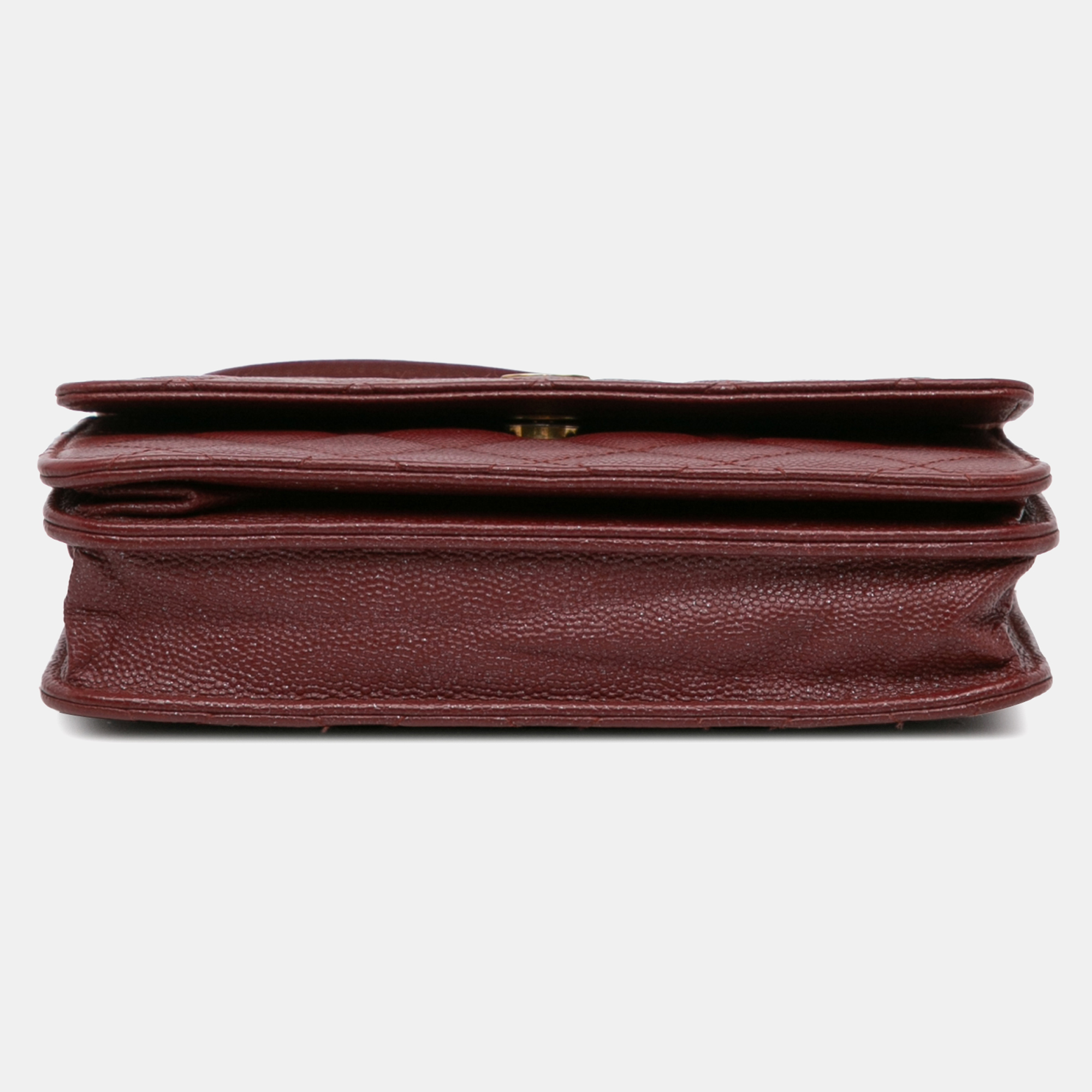 Chanel Red Quilted Caviar Square Wallet on Chain 