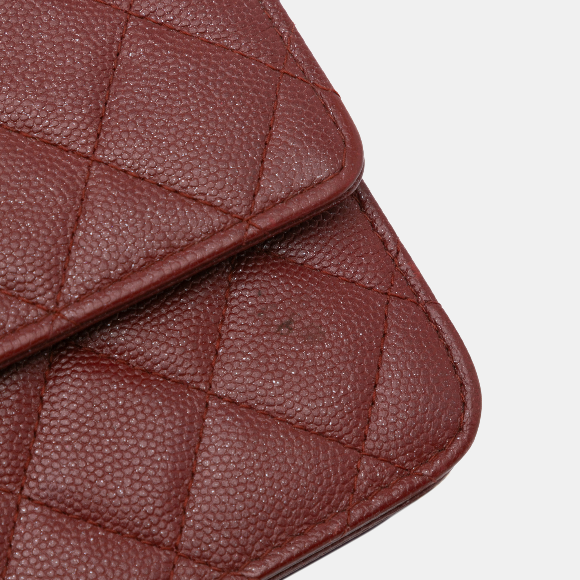 Chanel Red Quilted Caviar Square Wallet on Chain 
