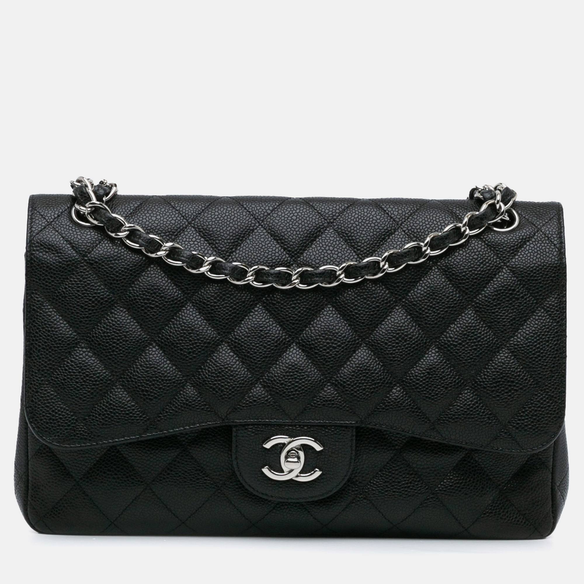 

Chanel Black Jumbo Classic Caviar Double Flap