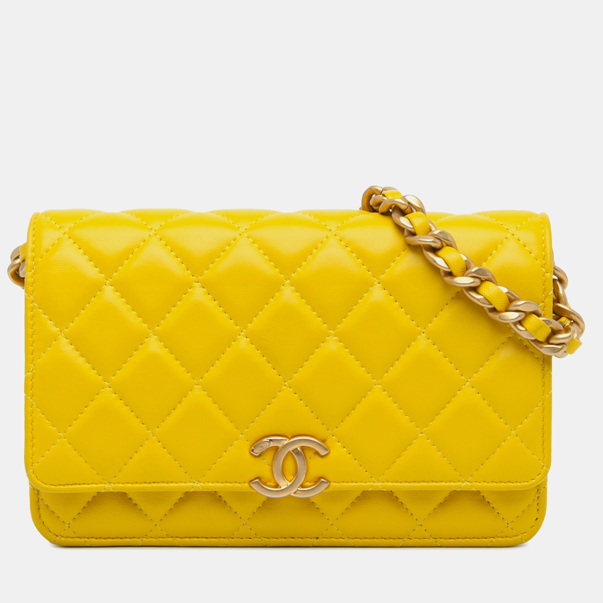 

Chanel Yellow Quilted Lambskin Candy Chain Wallet on Chain