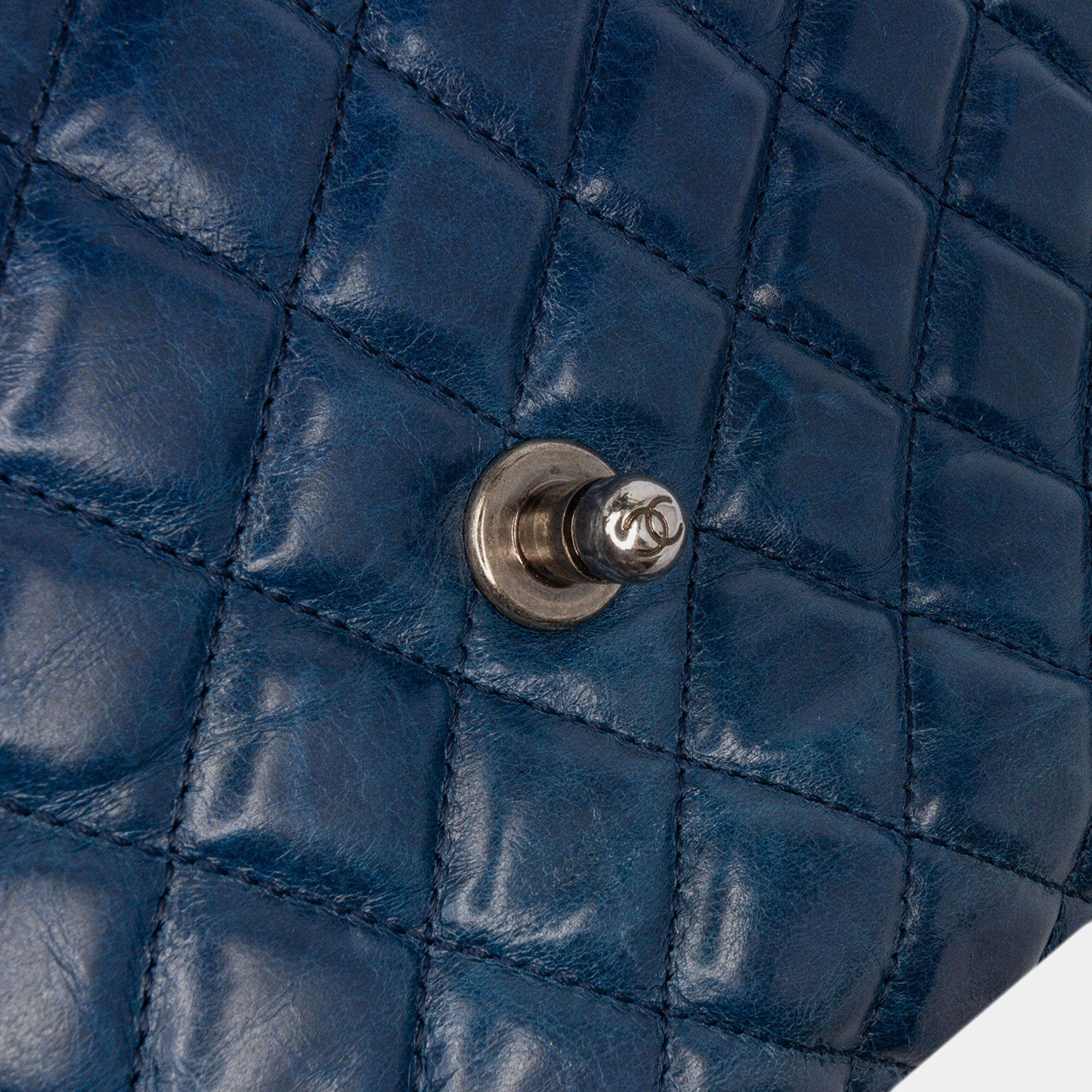 Chanel Blue Glazed Calfskin Soft Boy Flap 
