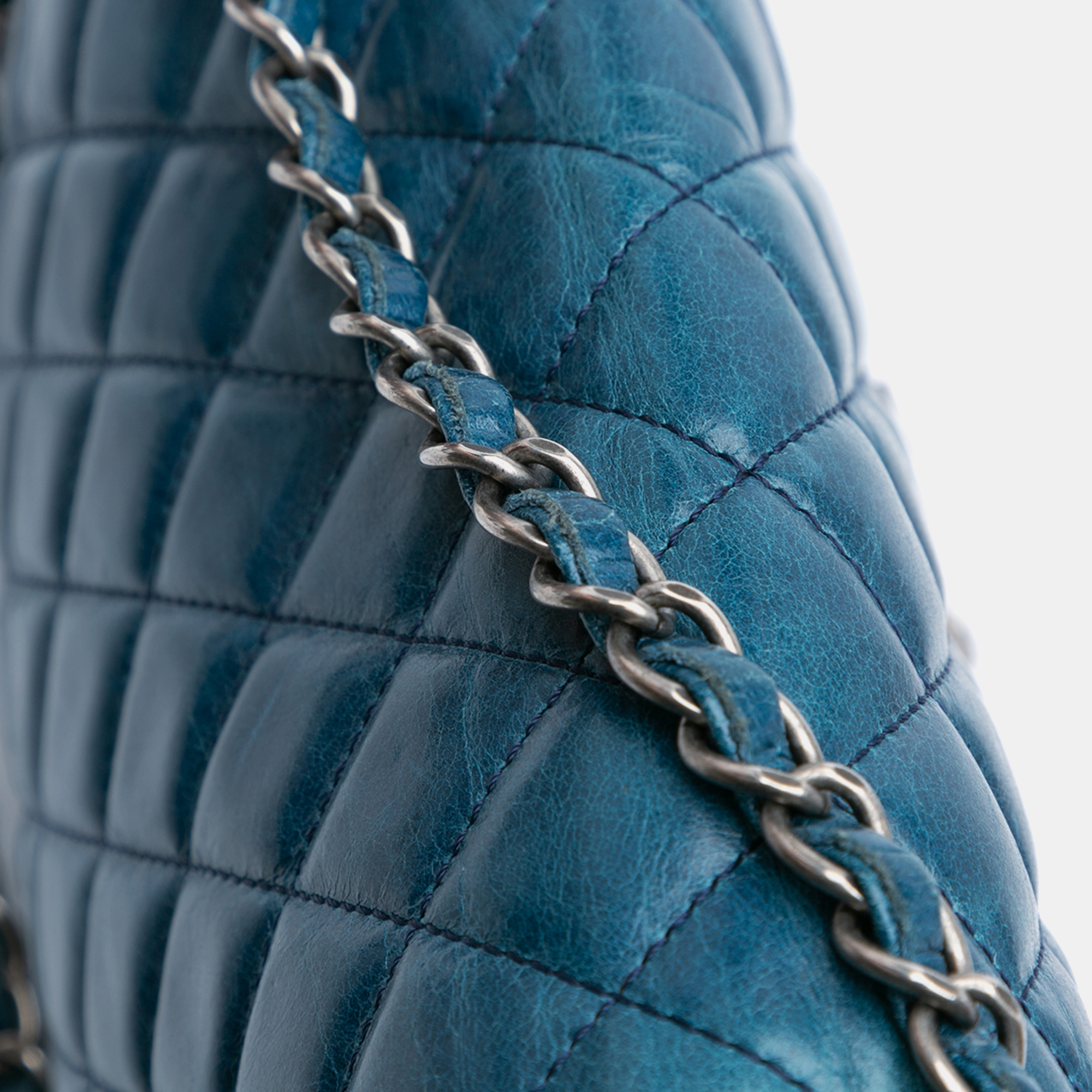 Chanel Blue Glazed Calfskin Soft Boy Flap 