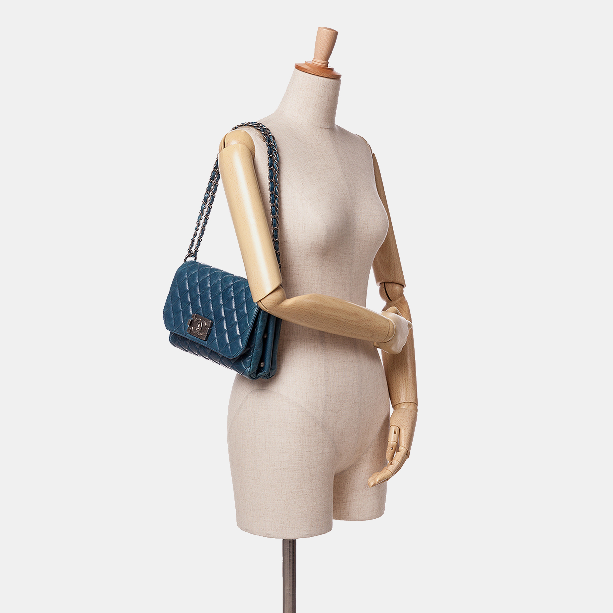 Chanel Blue Glazed Calfskin Soft Boy Flap 