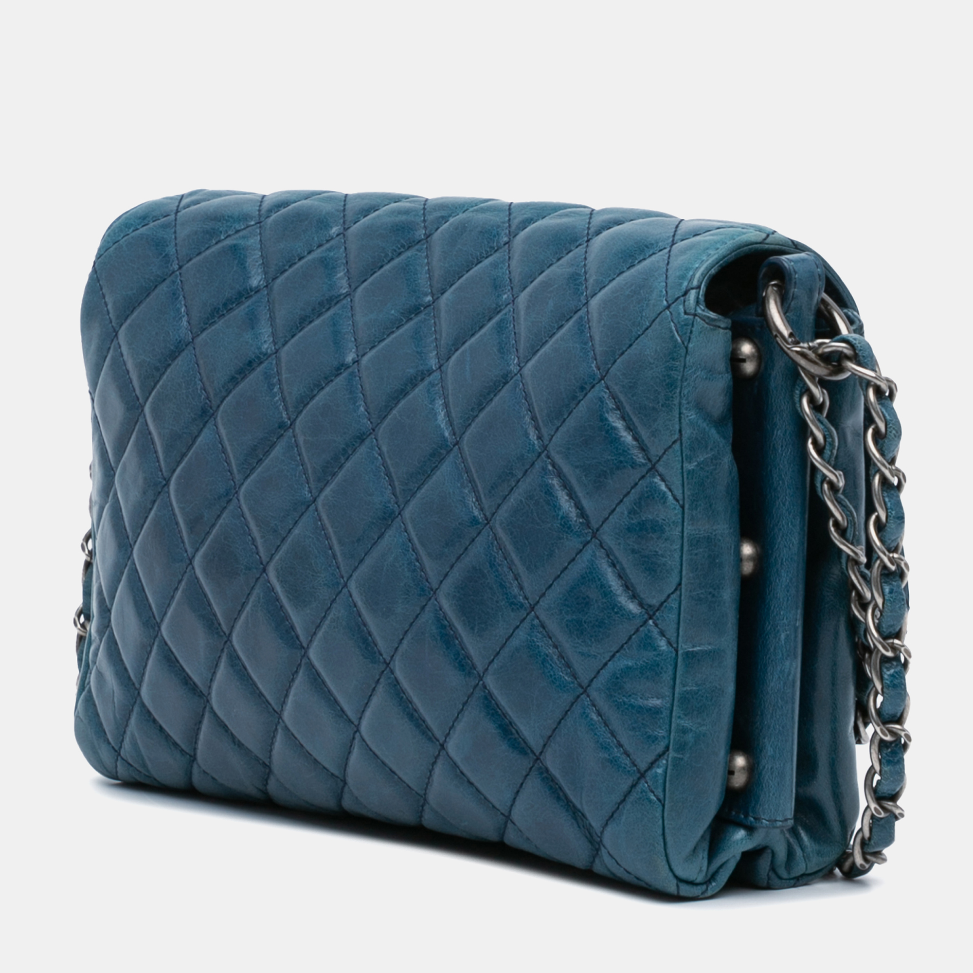 Chanel Blue Glazed Calfskin Soft Boy Flap 