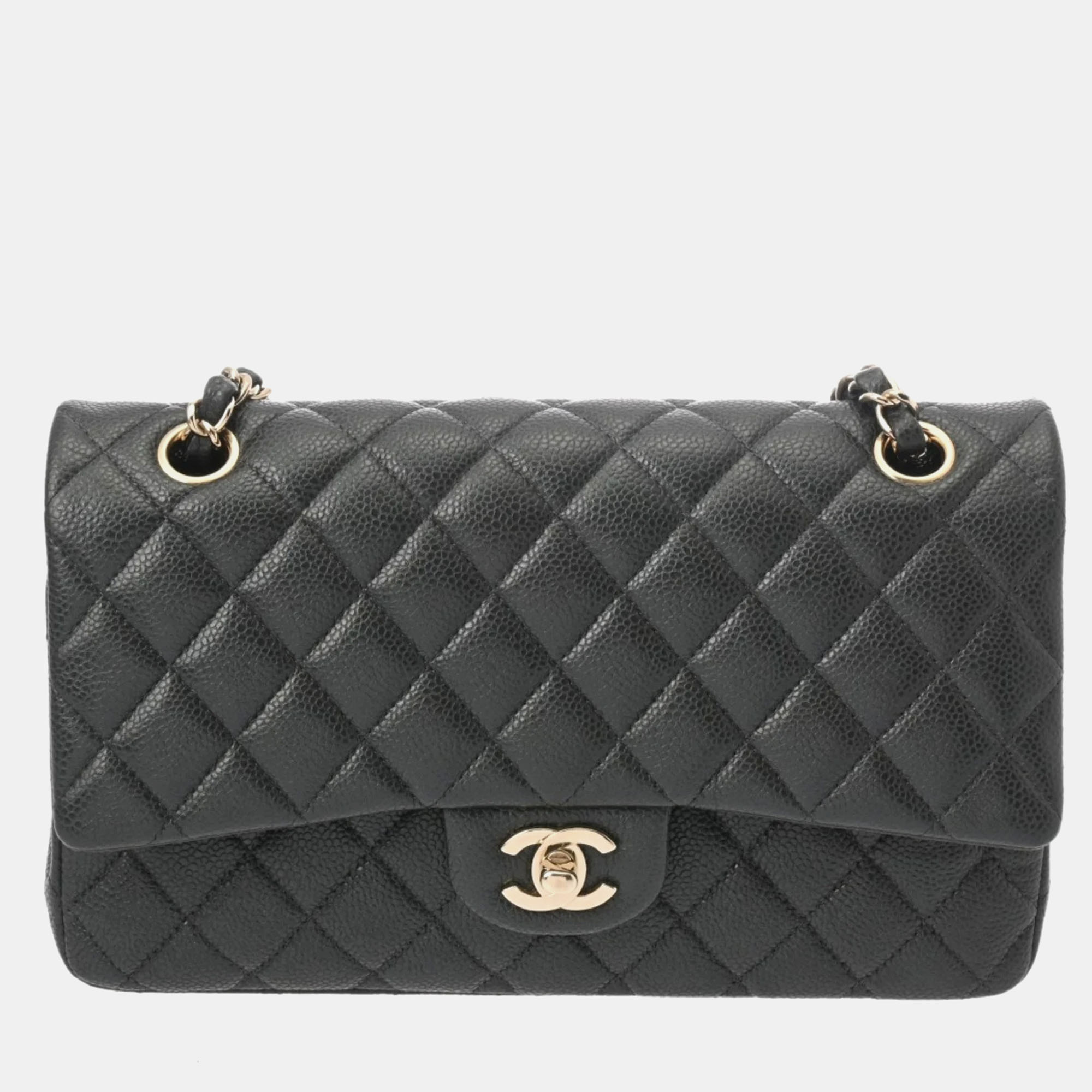 

Chanel Grey Caviar Leather Double Flap Shoulder Bag