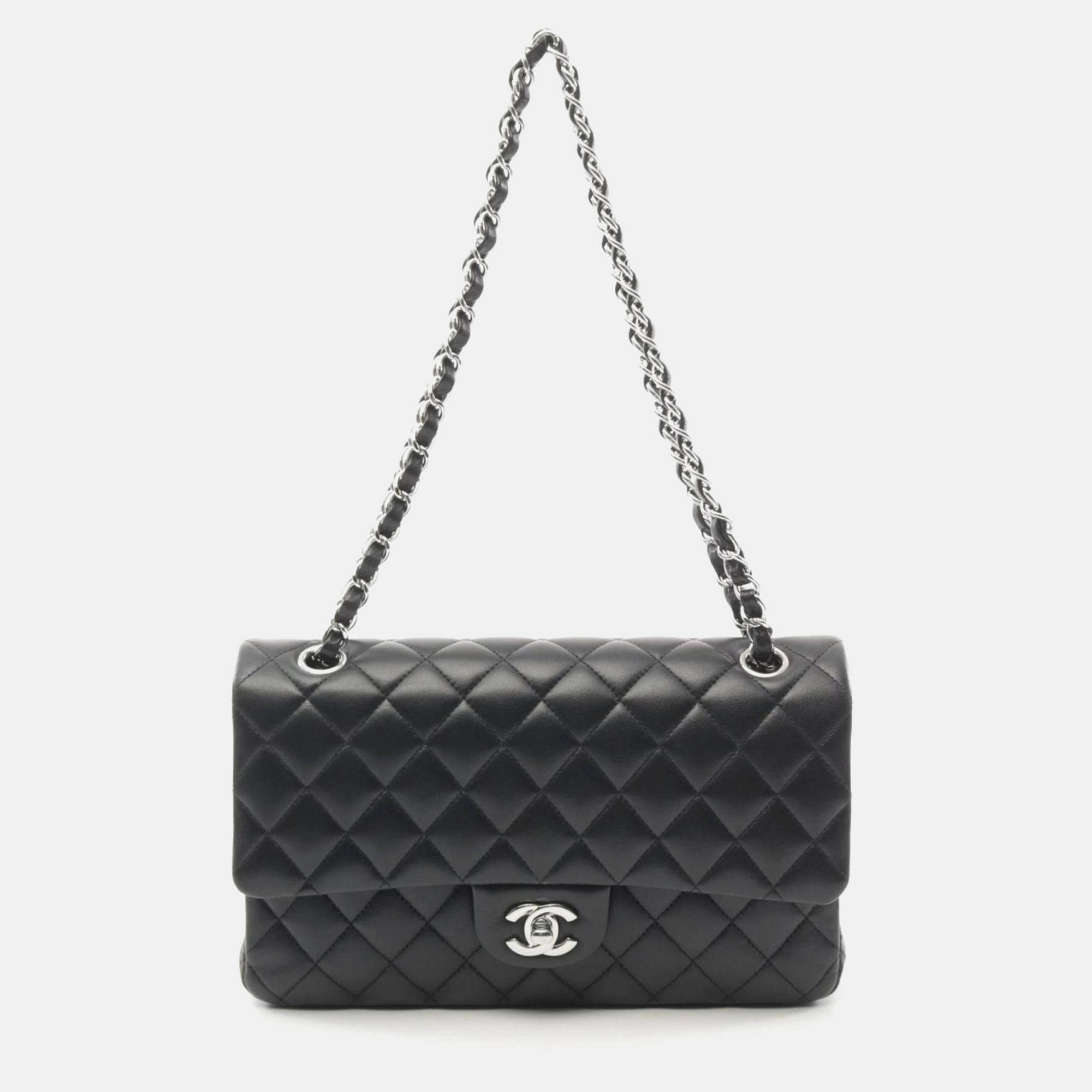 

Chanel Black Lambskin Leather Classic Double Flap Shoulder Bag