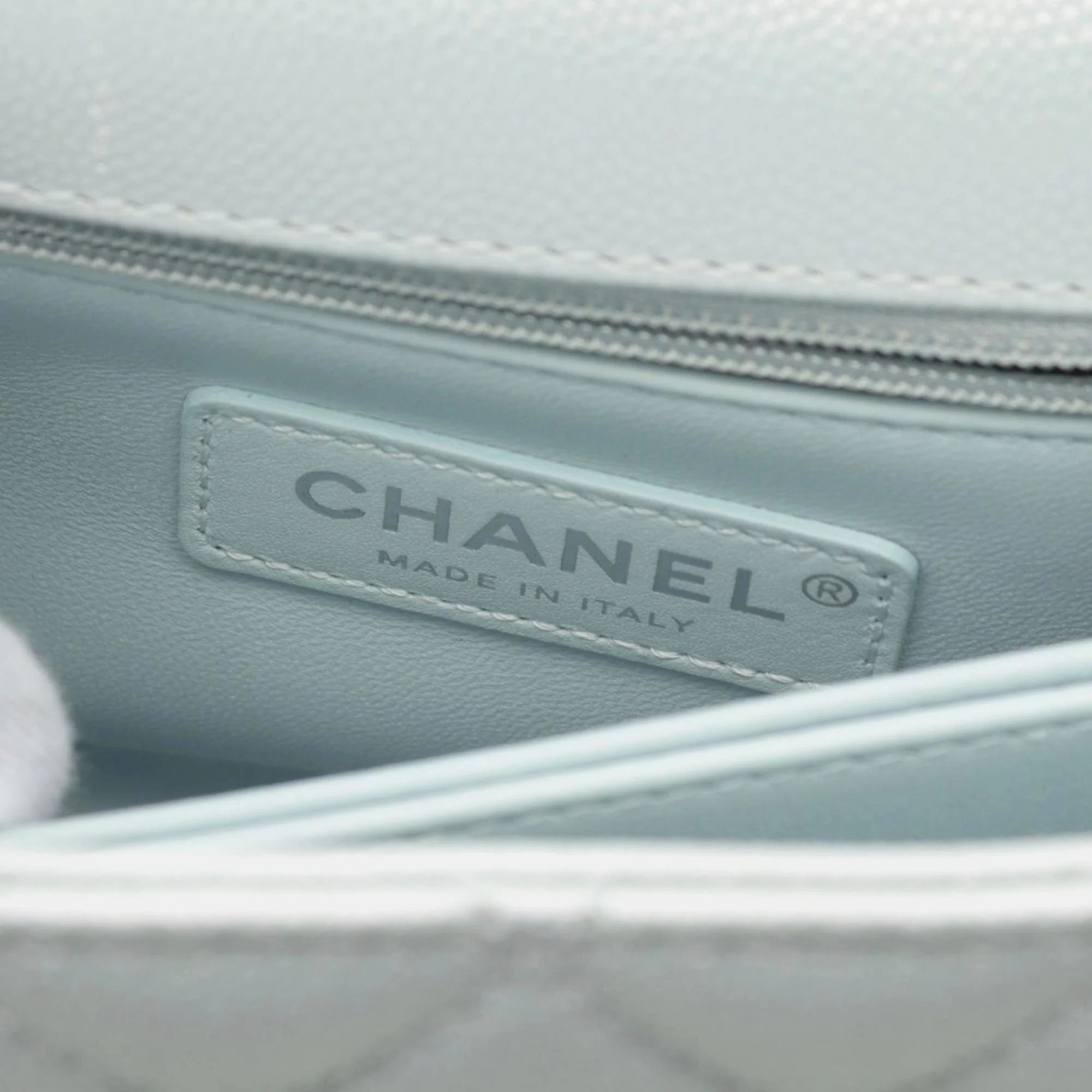 Chanel Blue Leather Coco Top Handle Bag 