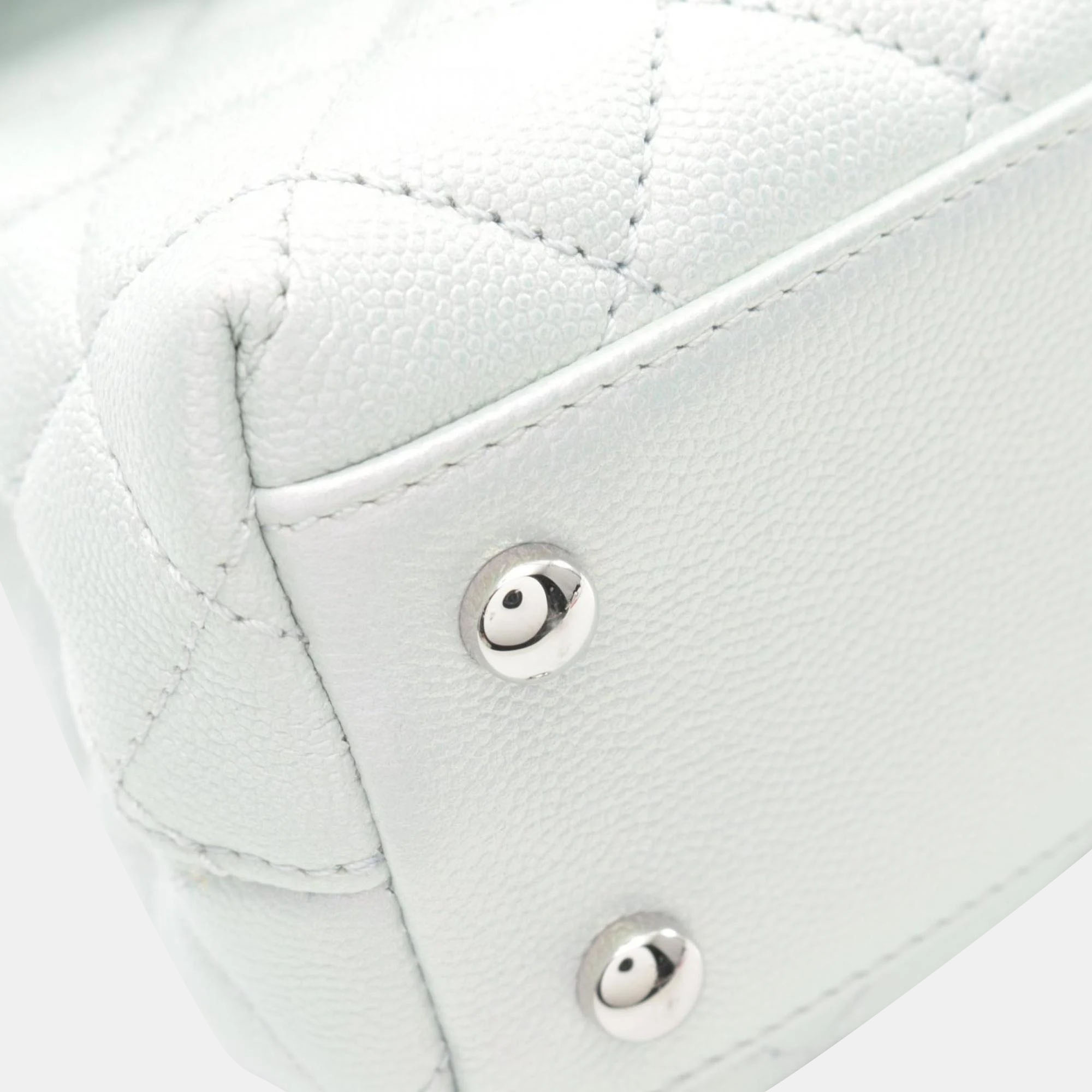 Chanel Blue Leather Coco Top Handle Bag 