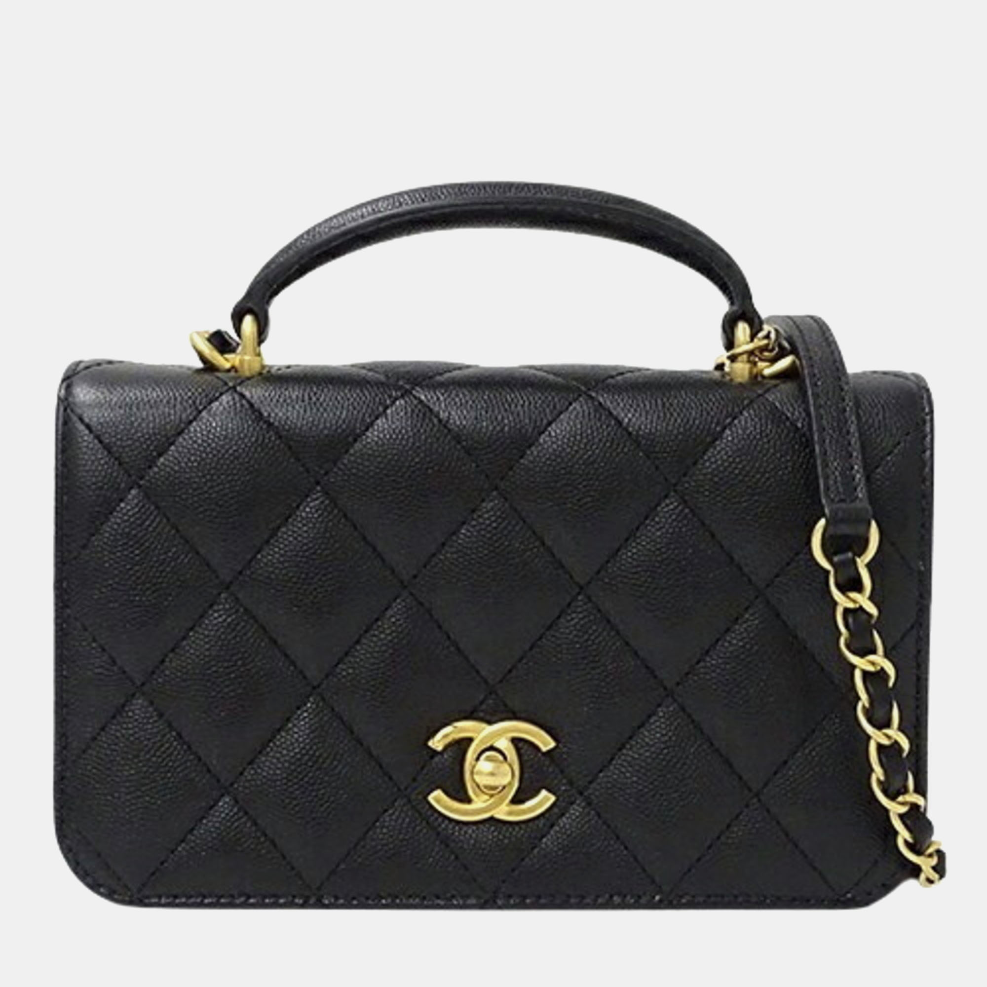 

Chanel Black Caviar Leather Full Flap Shoulder Bag