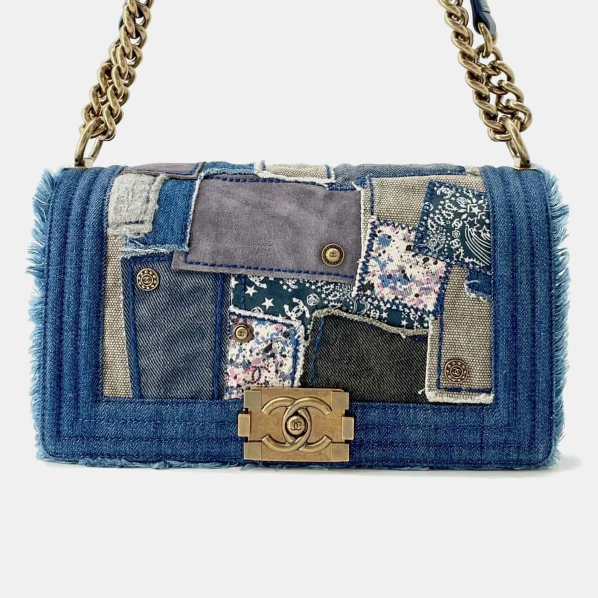 

Chanel Blue Denim Patchwork Boy Chain Shoulder Bag